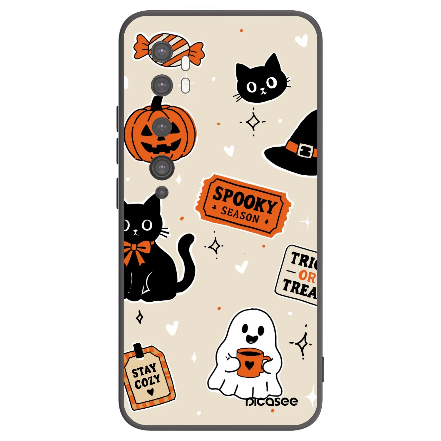Picasee crna silikonska maskica za Xiaomi Mi Note 10 (Pro) - Halloween stickers