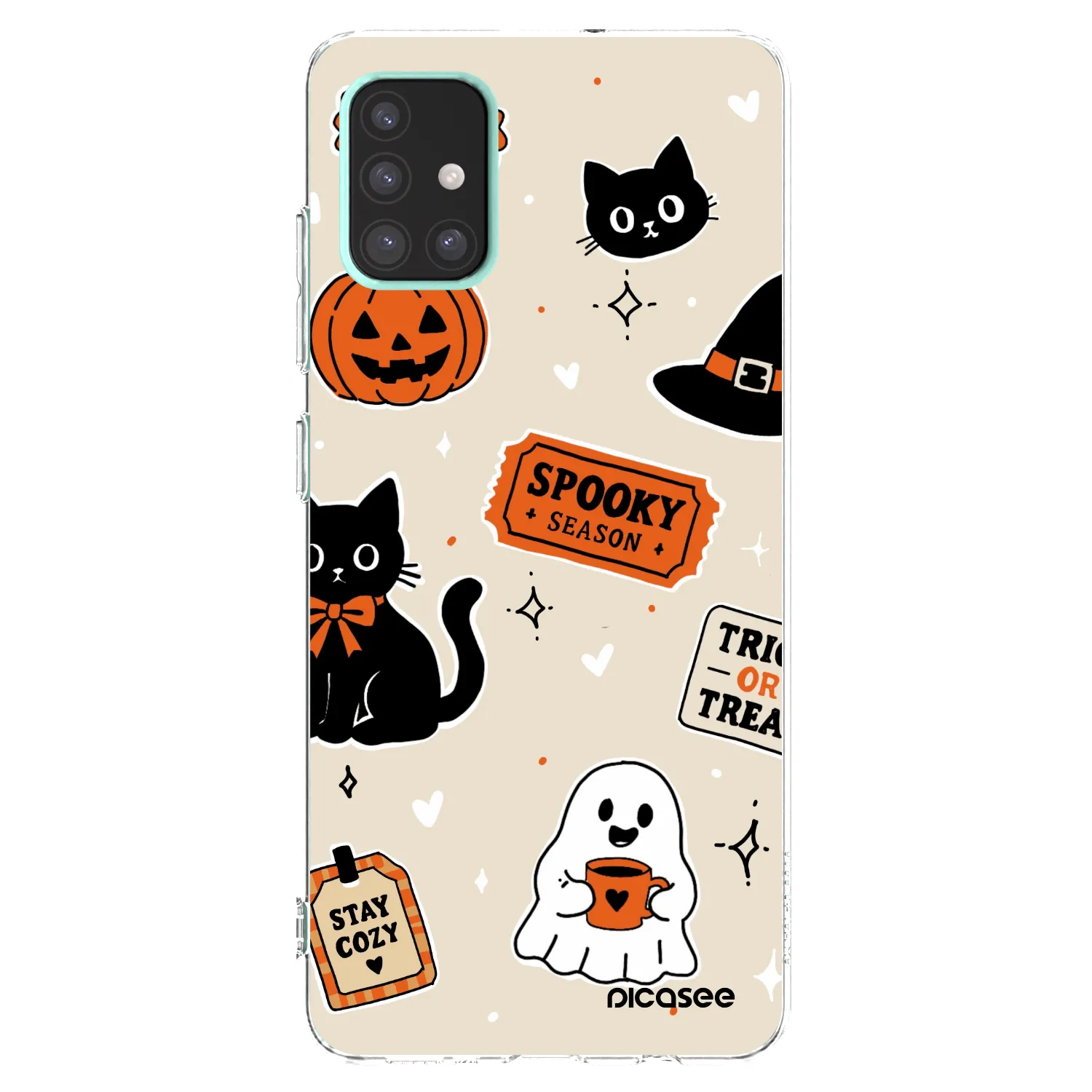 Picasee silikonska prozirna maskica za Samsung Galaxy A51 A515F - Halloween stickers