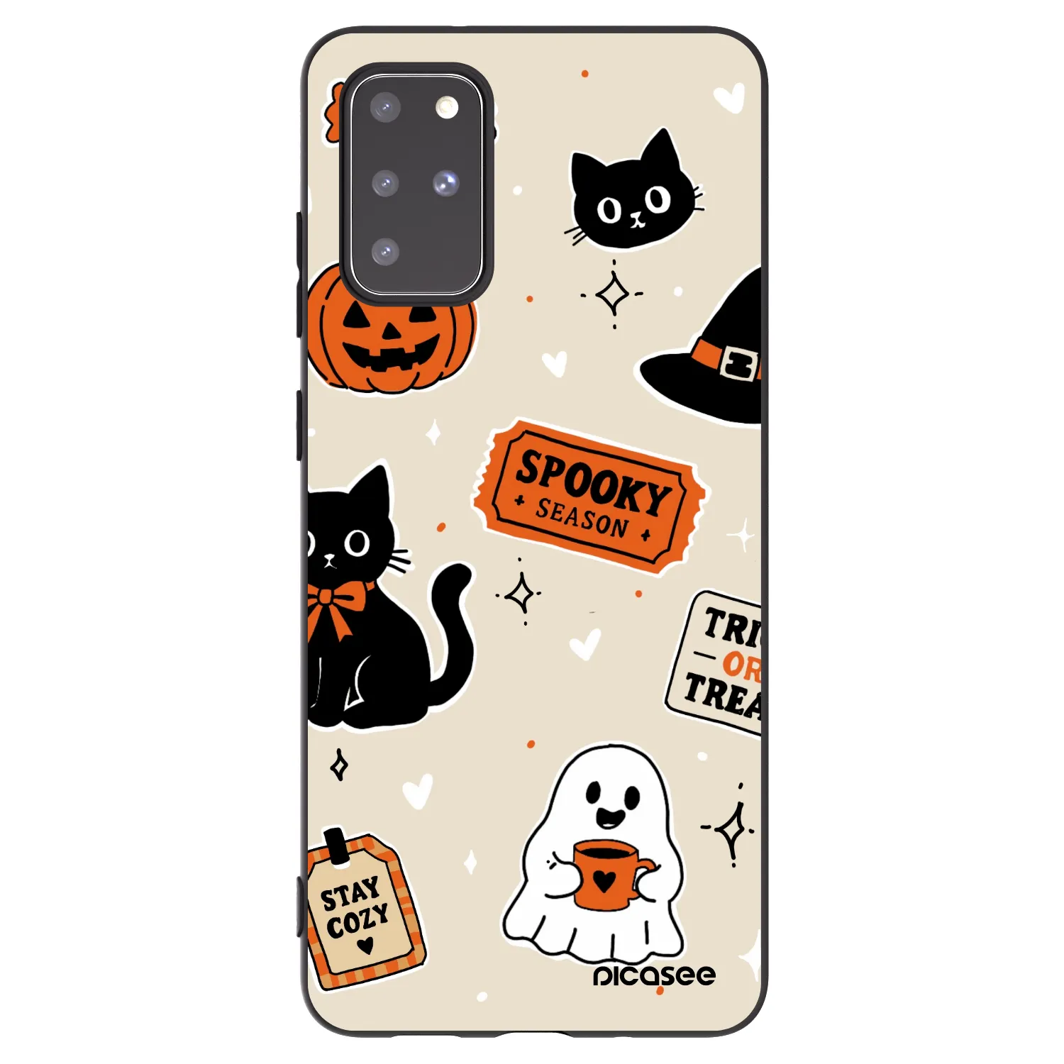 Picasee crna silikonska maskica za Samsung Galaxy S20+ G985F - Halloween stickers