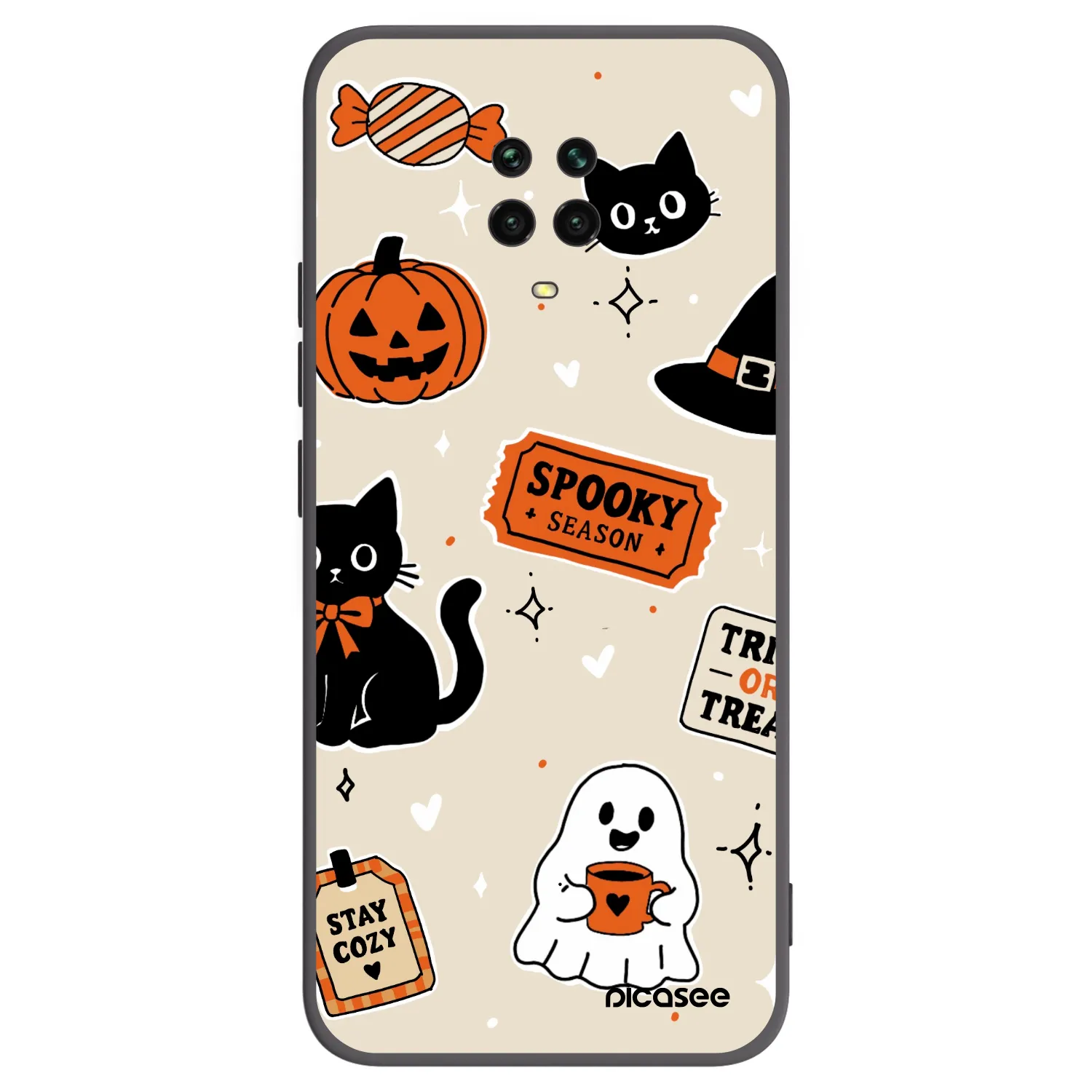 Picasee crna silikonska maskica za Xiaomi Redmi Note 9 Pro - Halloween stickers