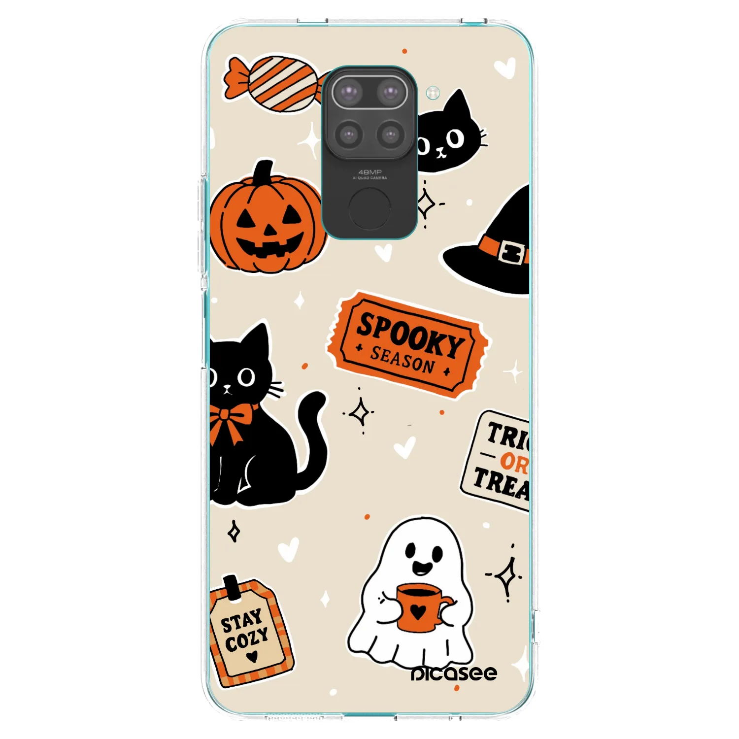 Picasee crna silikonska maskica za Xiaomi Redmi Note 9 - Halloween stickers