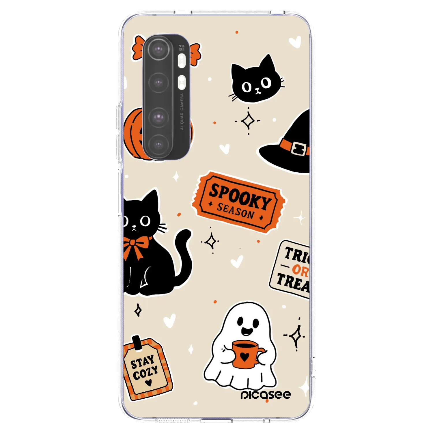 Picasee silikonska prozirna maskica za Xiaomi Mi Note 10 Lite - Halloween stickers