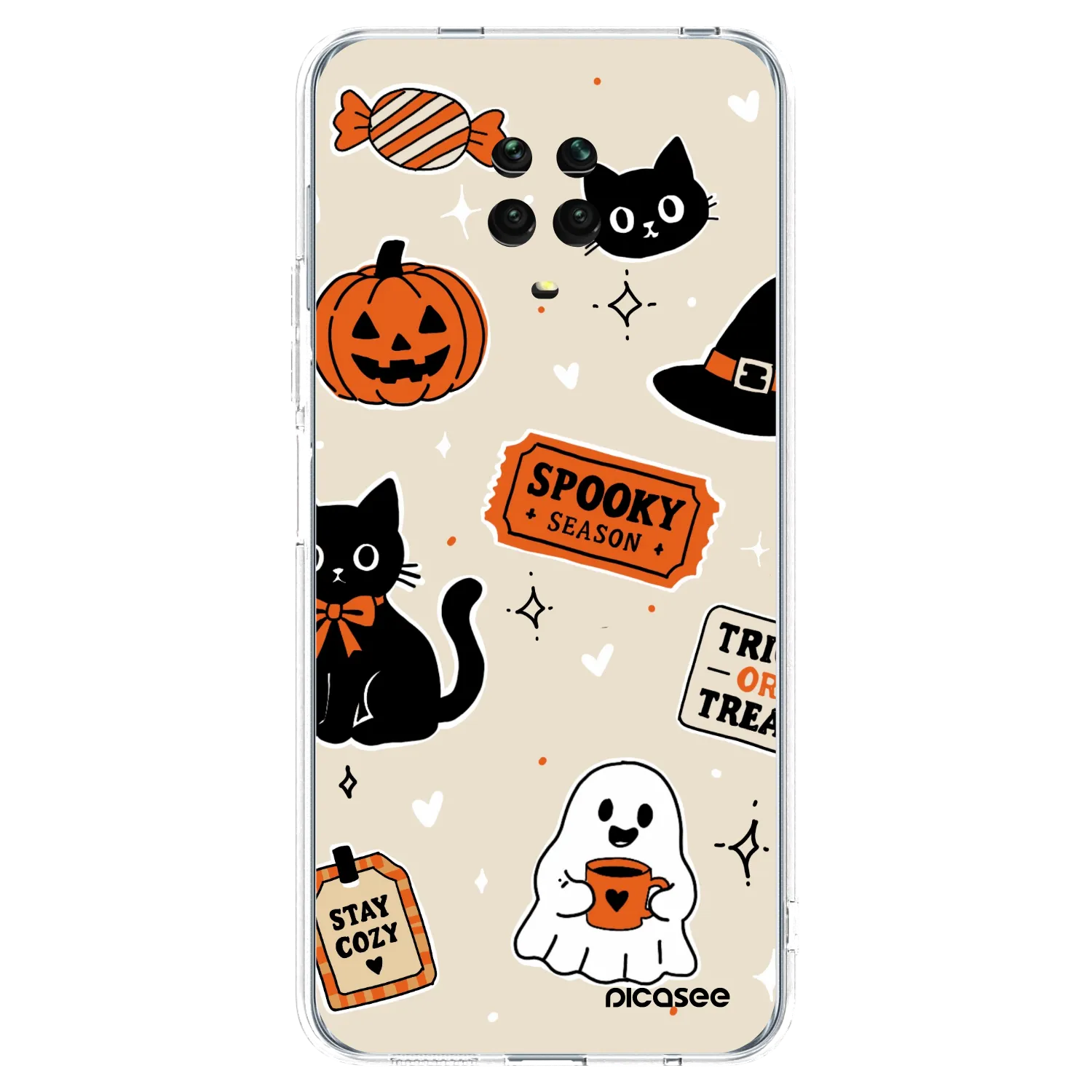 Picasee silikonska prozirna maskica za Xiaomi Redmi Note 9S - Halloween stickers