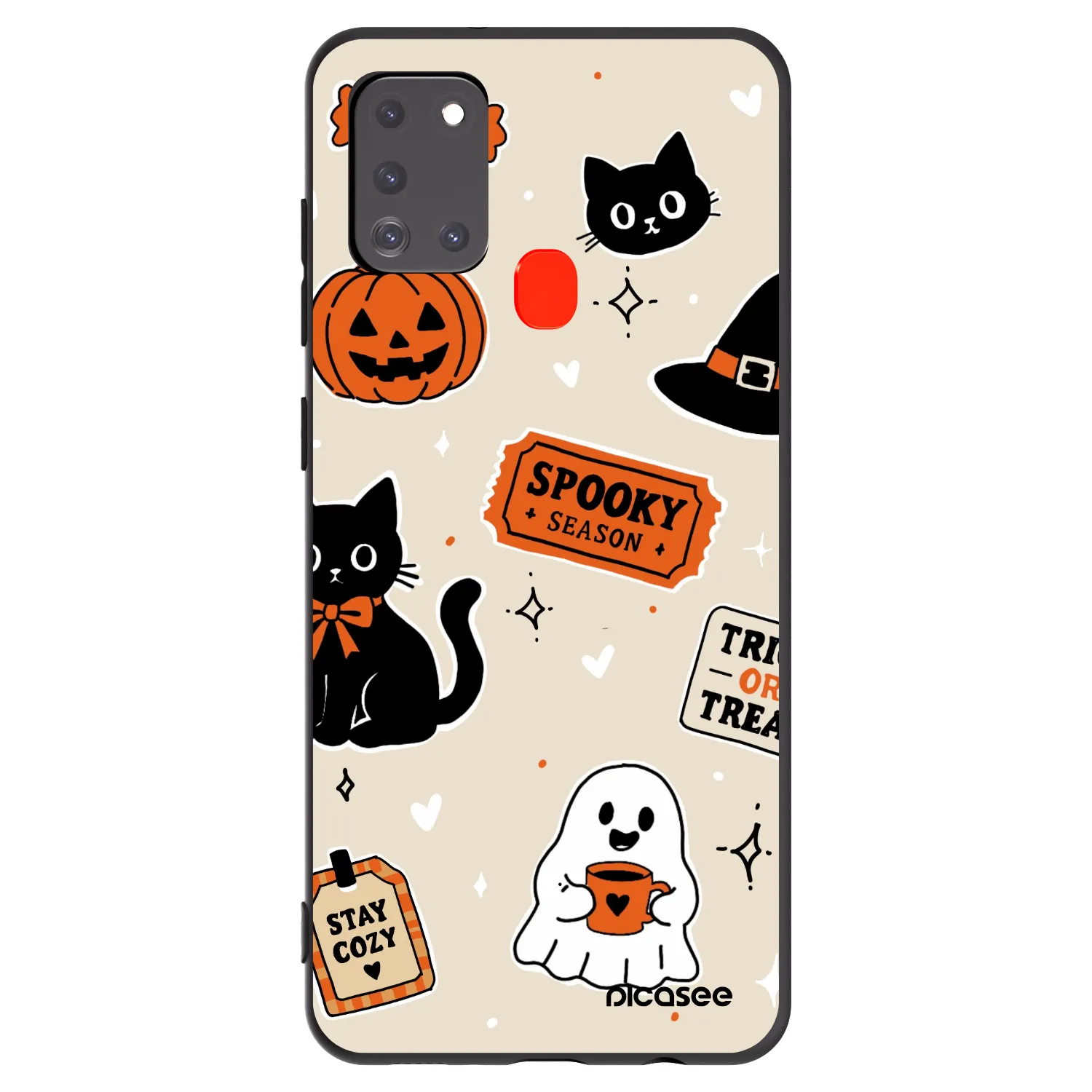 Picasee crna silikonska maskica za Samsung Galaxy A21s - Halloween stickers