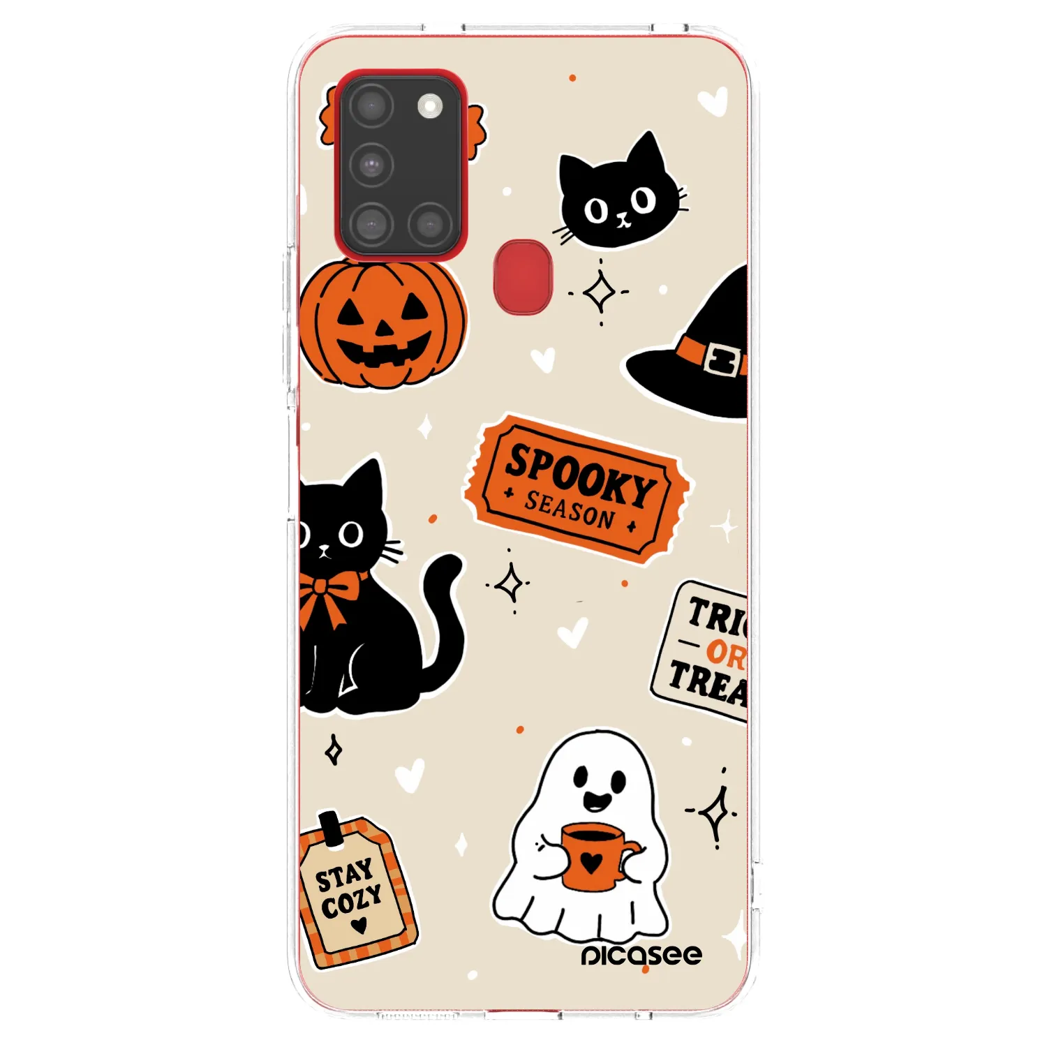Picasee silikonska prozirna maskica za Samsung Galaxy A21s - Halloween stickers