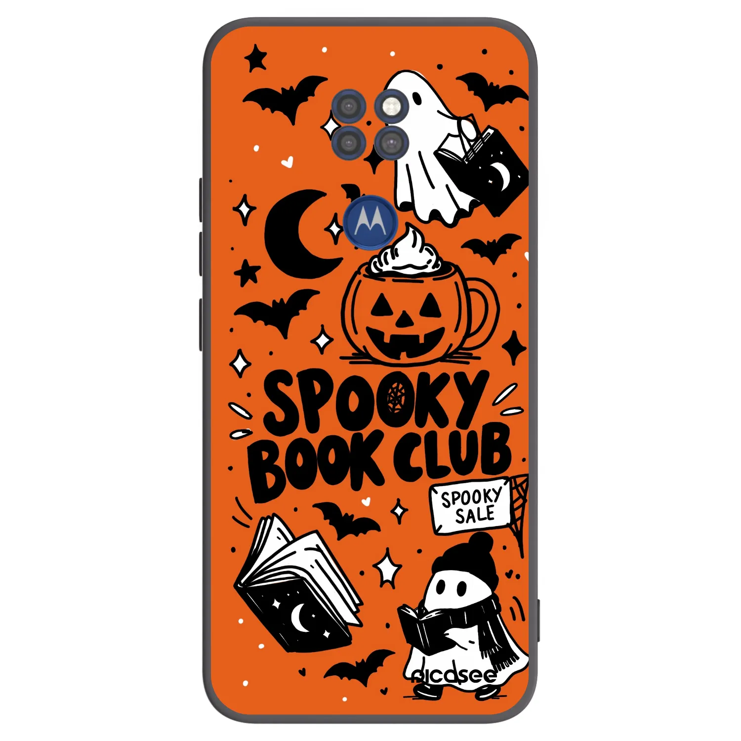 Picasee crna silikonska maskica za Motorola Moto G9 Play - Spooky book club