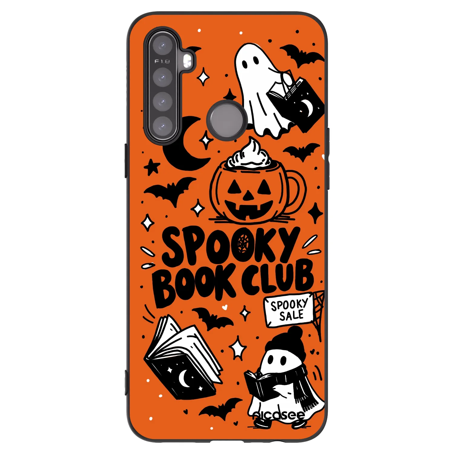 Picasee crna silikonska maskica za Realme 6i - Spooky book club