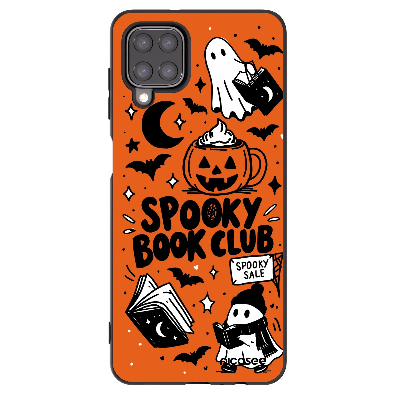 Picasee crna silikonska maskica za Samsung Galaxy A12 A125F - Spooky book club