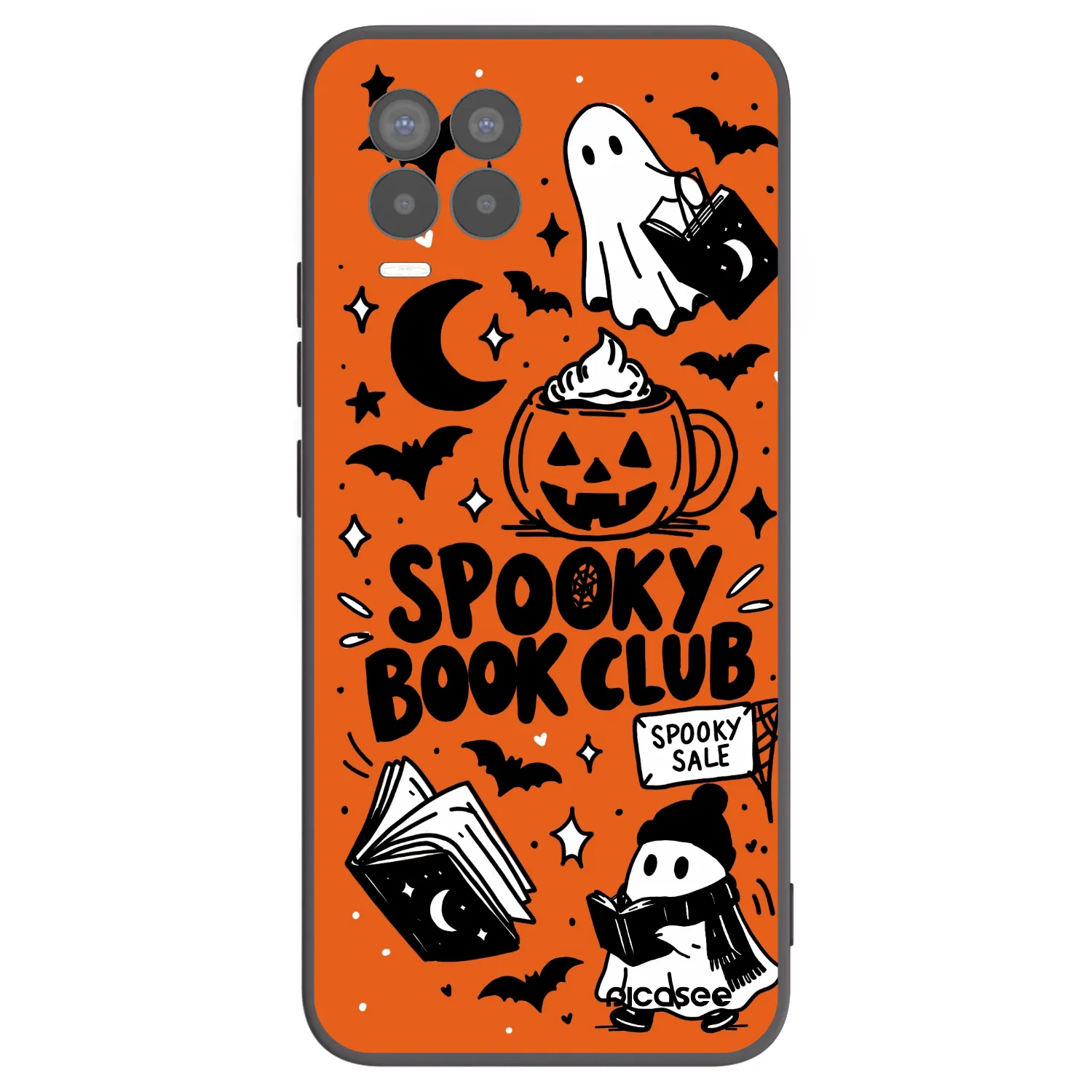 Picasee crna silikonska maskica za Realme 8 4G - Spooky book club