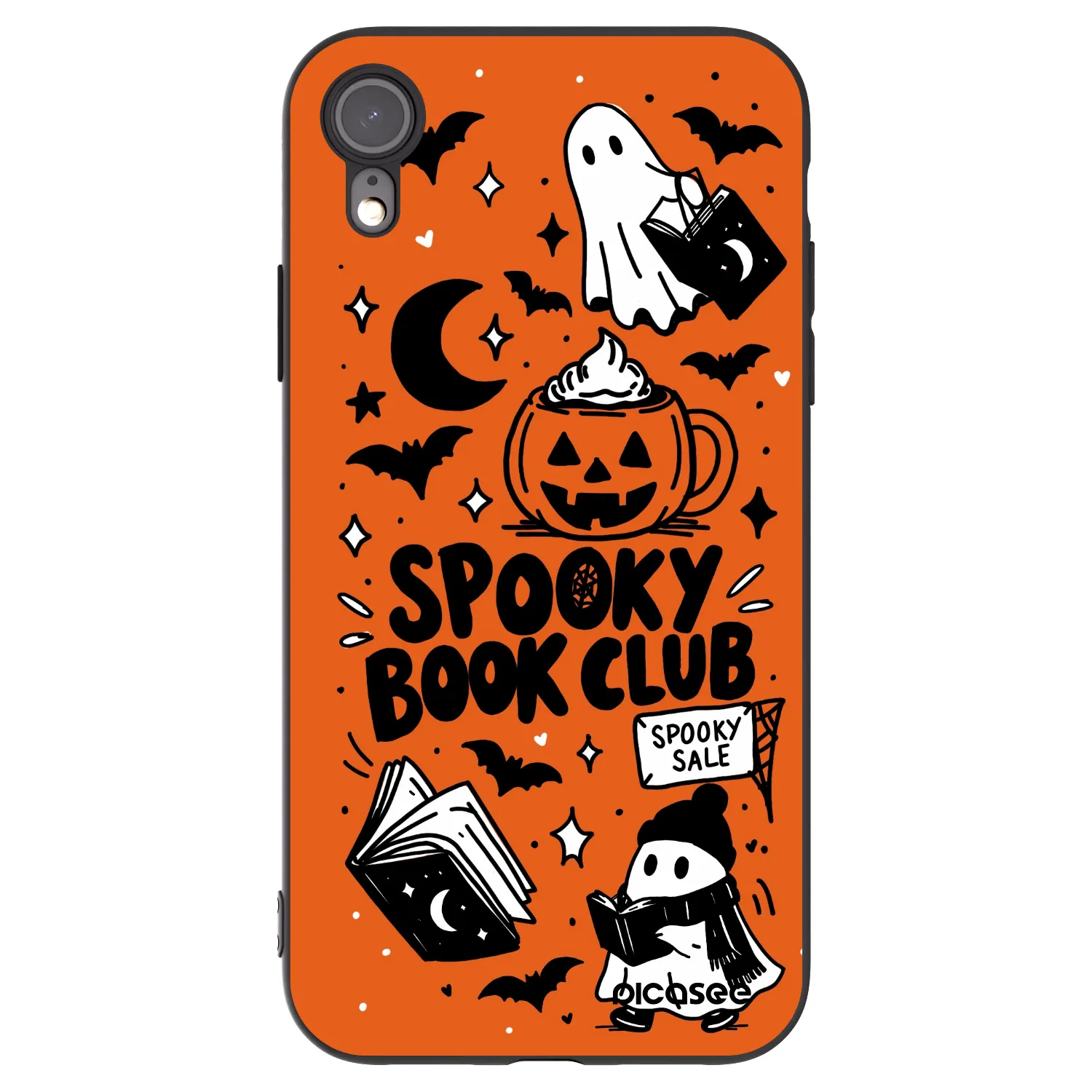 Picasee crna silikonska maskica za Apple iPhone XR - Spooky book club