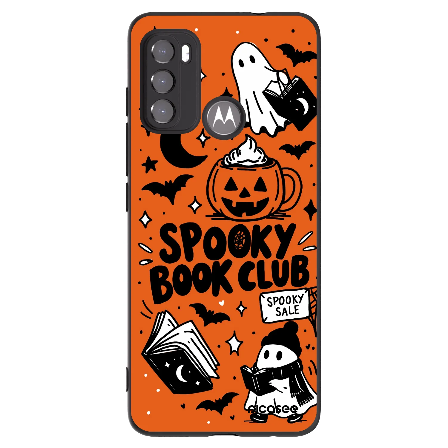 Picasee crna silikonska maskica za Motorola Moto G60 - Spooky book club