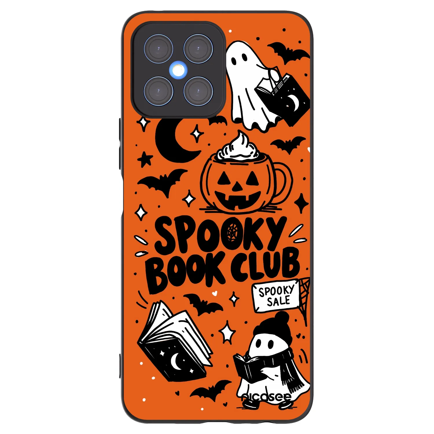 Picasee crna silikonska maskica za Honor X8 4G - Spooky book club