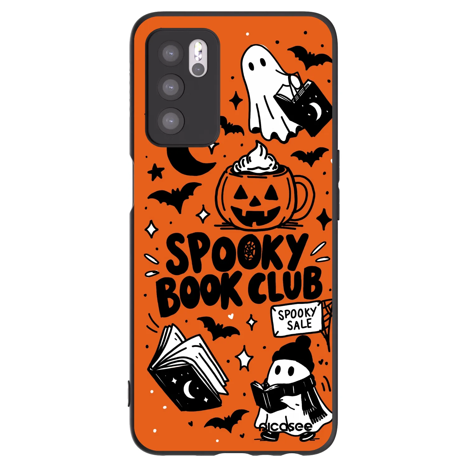 Picasee crna silikonska maskica za OPPO A16 - Spooky book club