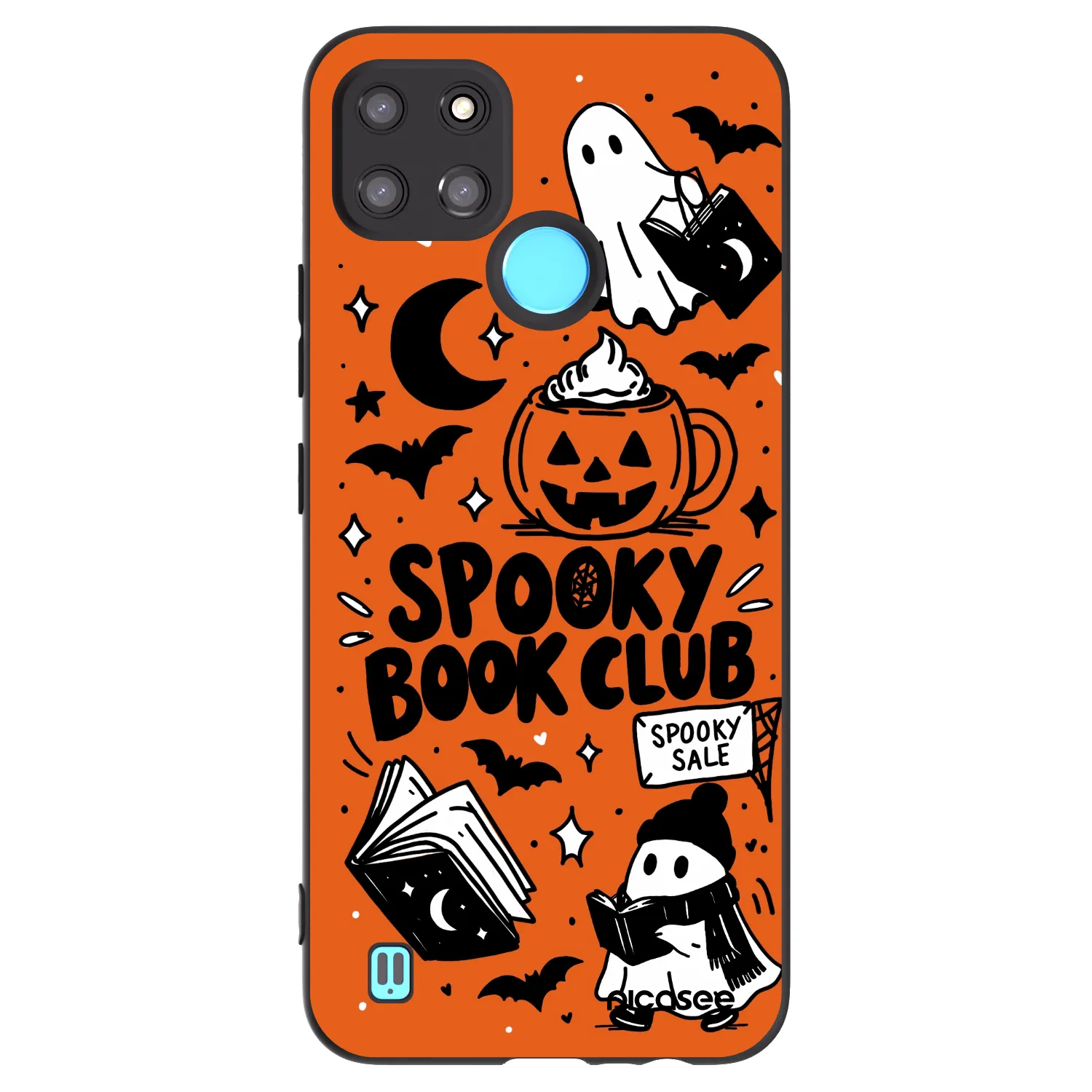 Picasee crna silikonska maskica za Realme C21Y - Spooky book club