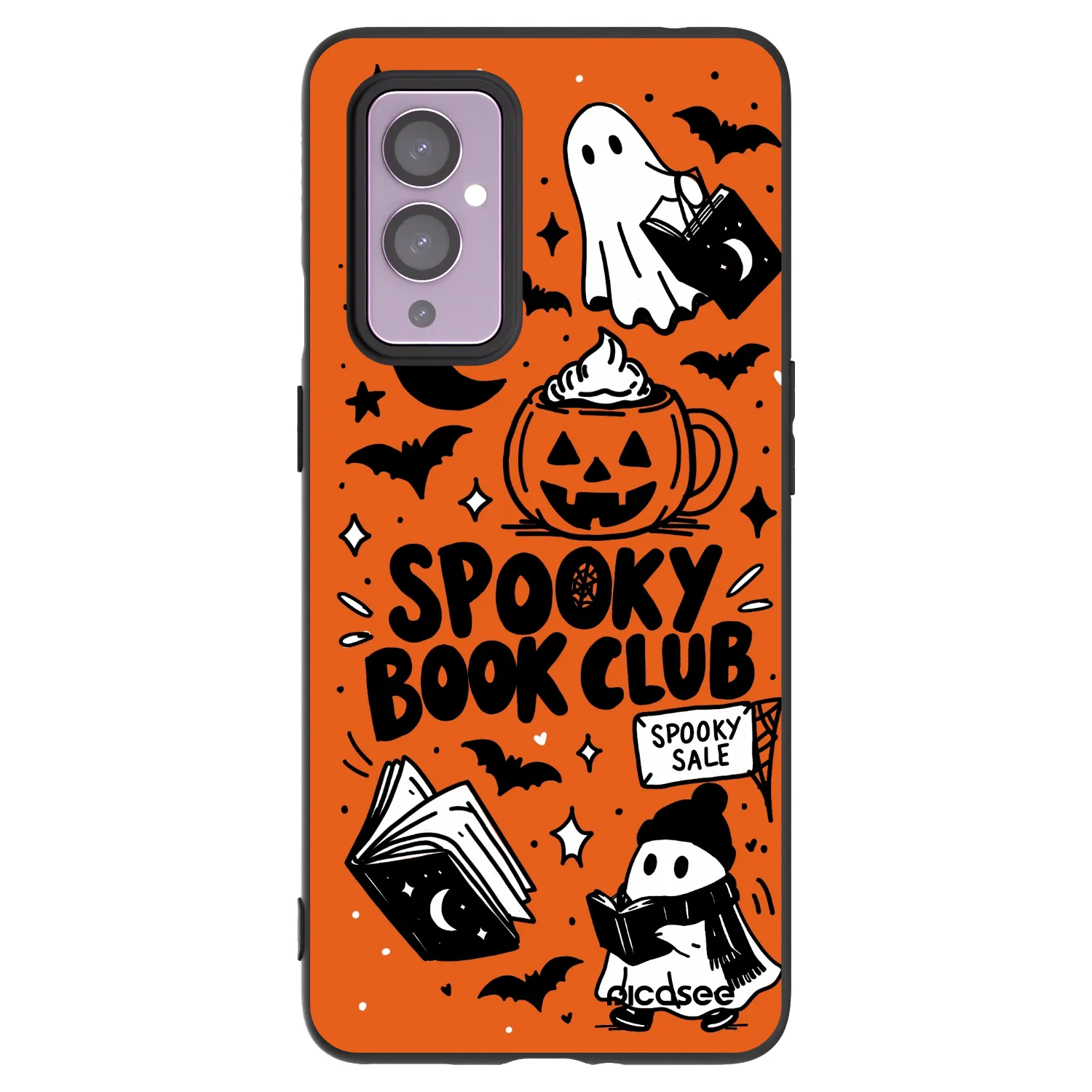 Picasee crna silikonska maskica za OnePlus 9 - Spooky book club