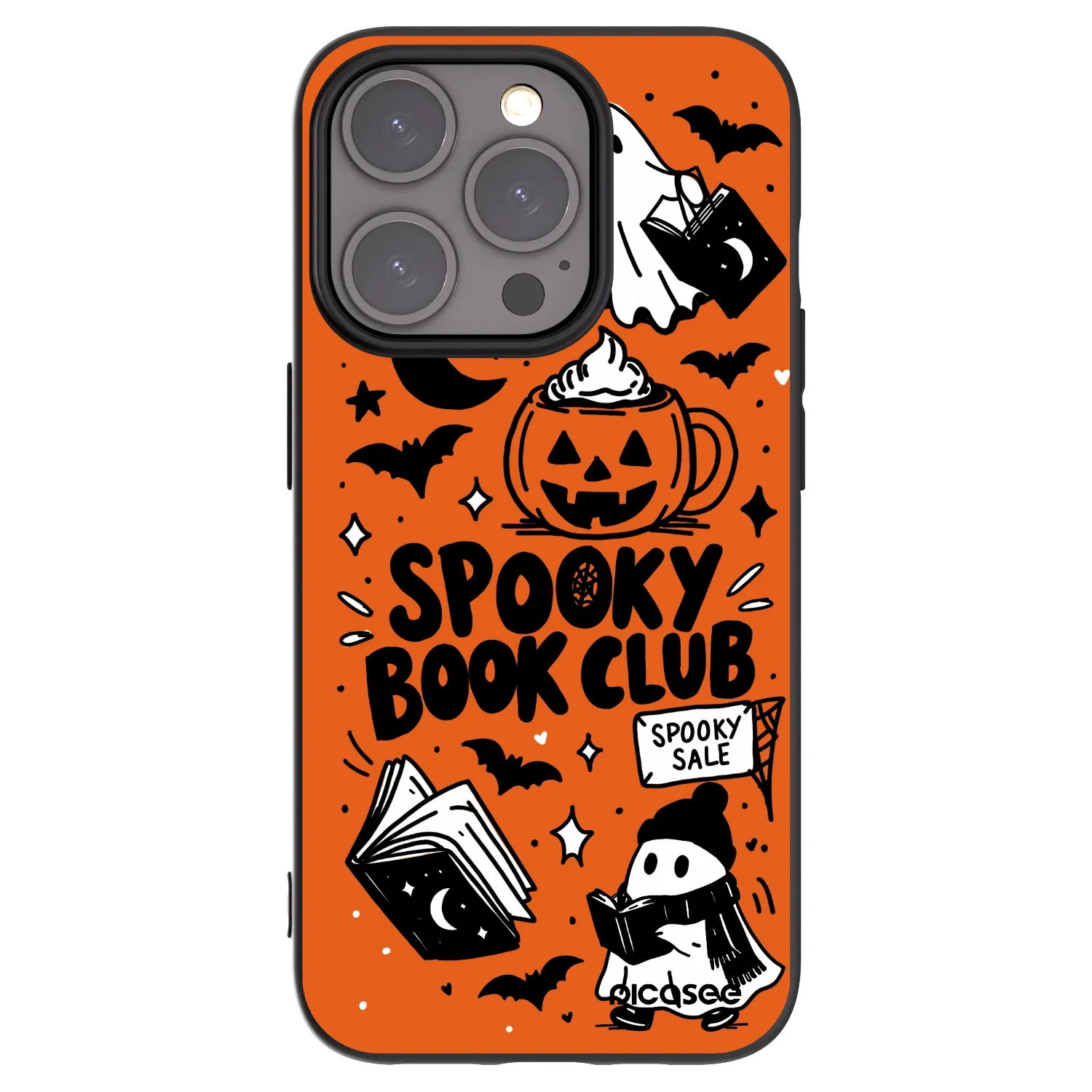 Picasee crna silikonska maskica za Apple iPhone 15 Pro - Spooky book club