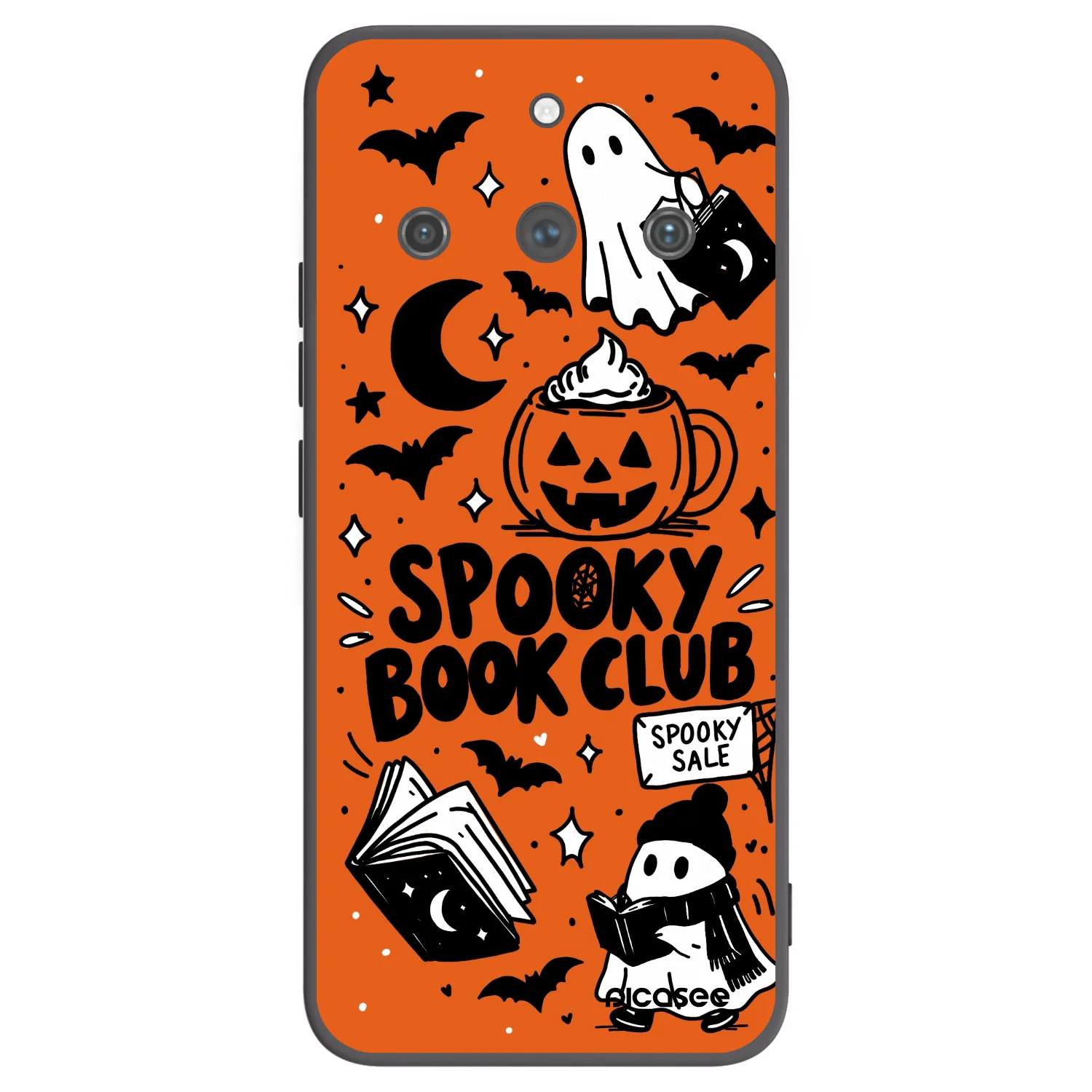 Picasee crna silikonska maskica za Realme 11 Pro+ - Spooky book club