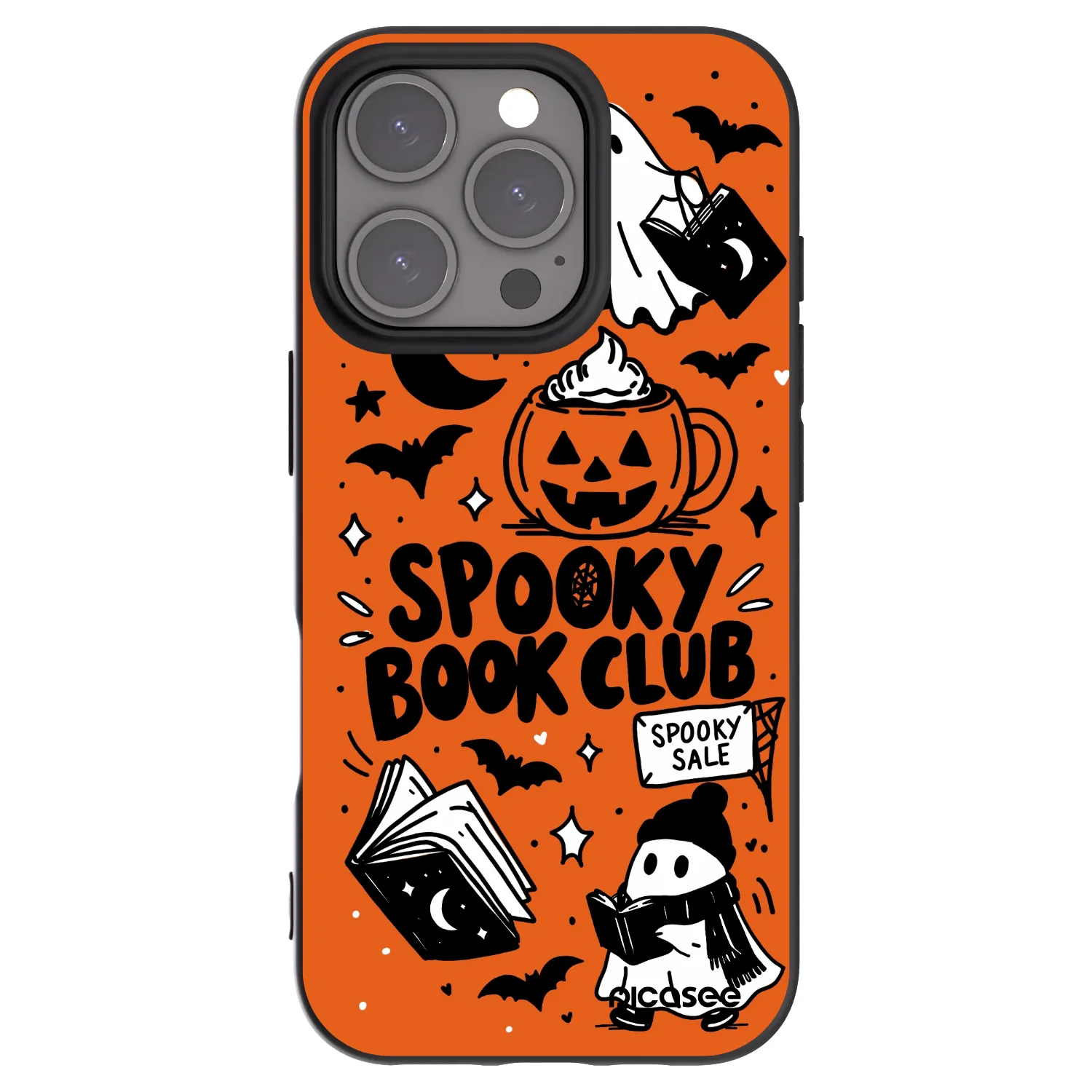 Picasee crna silikonska maskica za Apple iPhone 16 Pro - Spooky book club