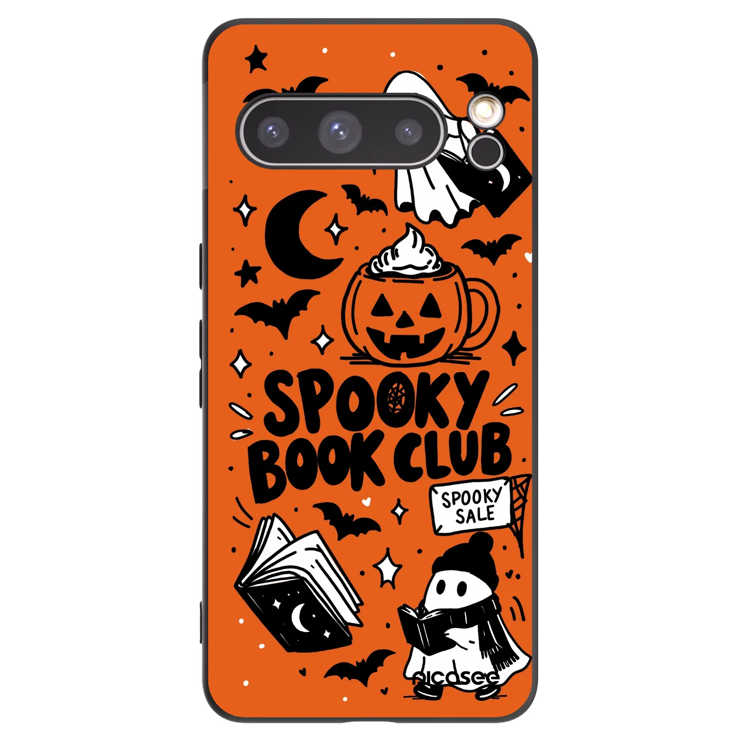 Picasee crna silikonska maskica za Google Pixel 8 Pro - Spooky book club