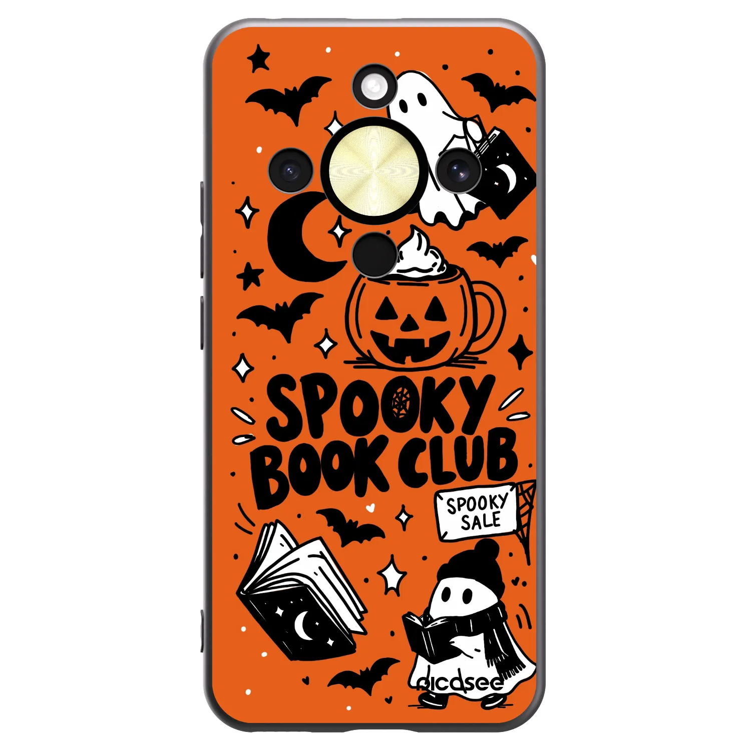 Picasee crna silikonska maskica za Honor Magic8 Lite 5G - Spooky book club