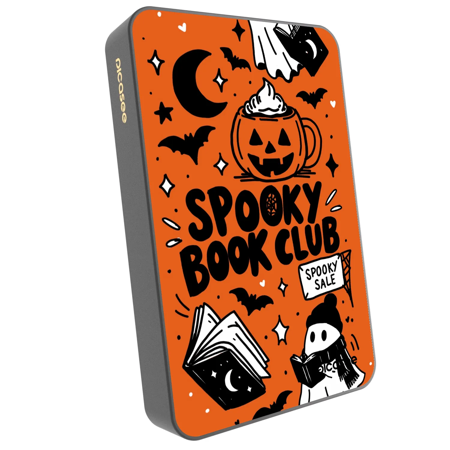 Picasee Prijenosni punjač s MagSafe 10 000 mAh Sivo - Spooky book club