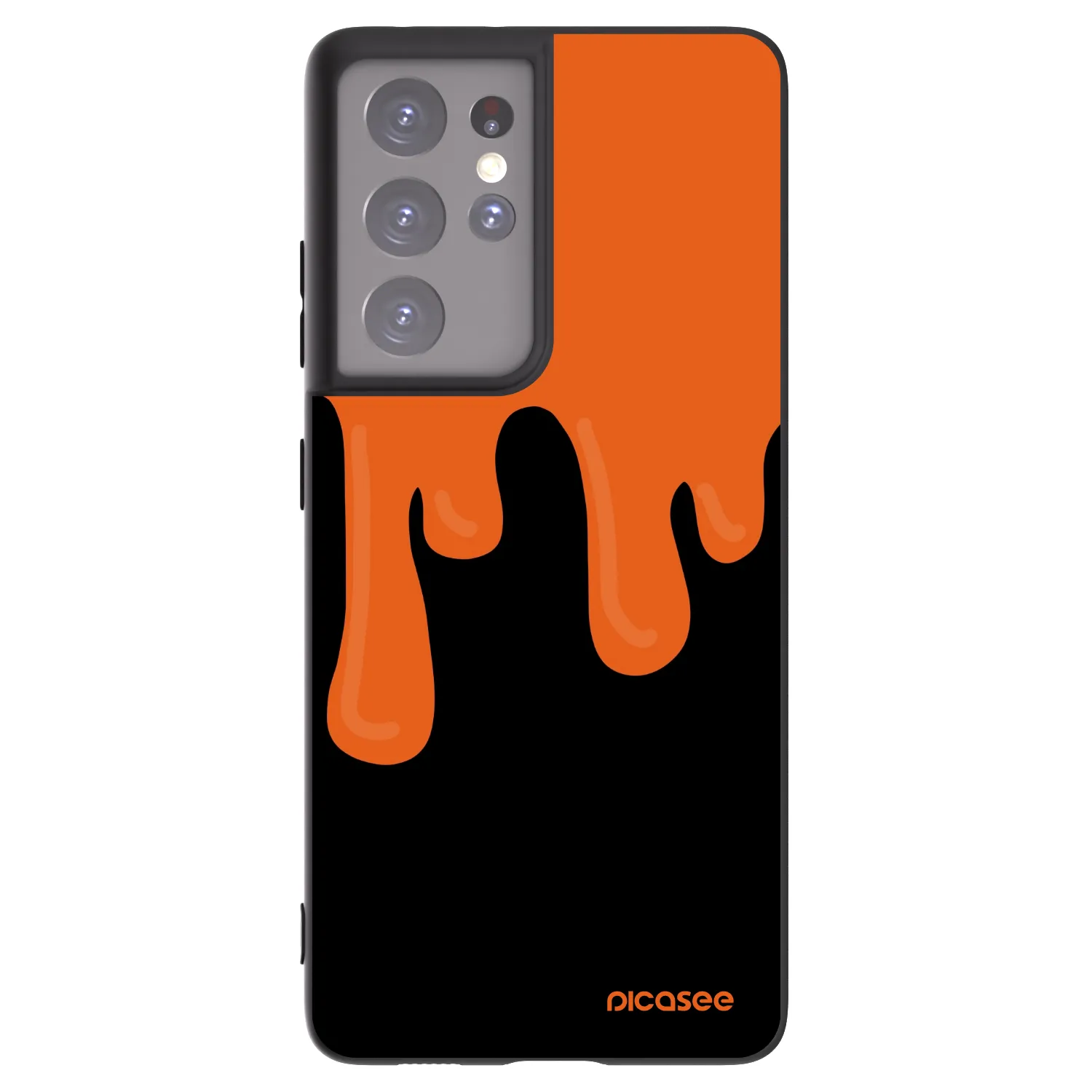 Picasee crna silikonska maskica za Samsung Galaxy S21 Ultra 5G G998B - Orange spooky