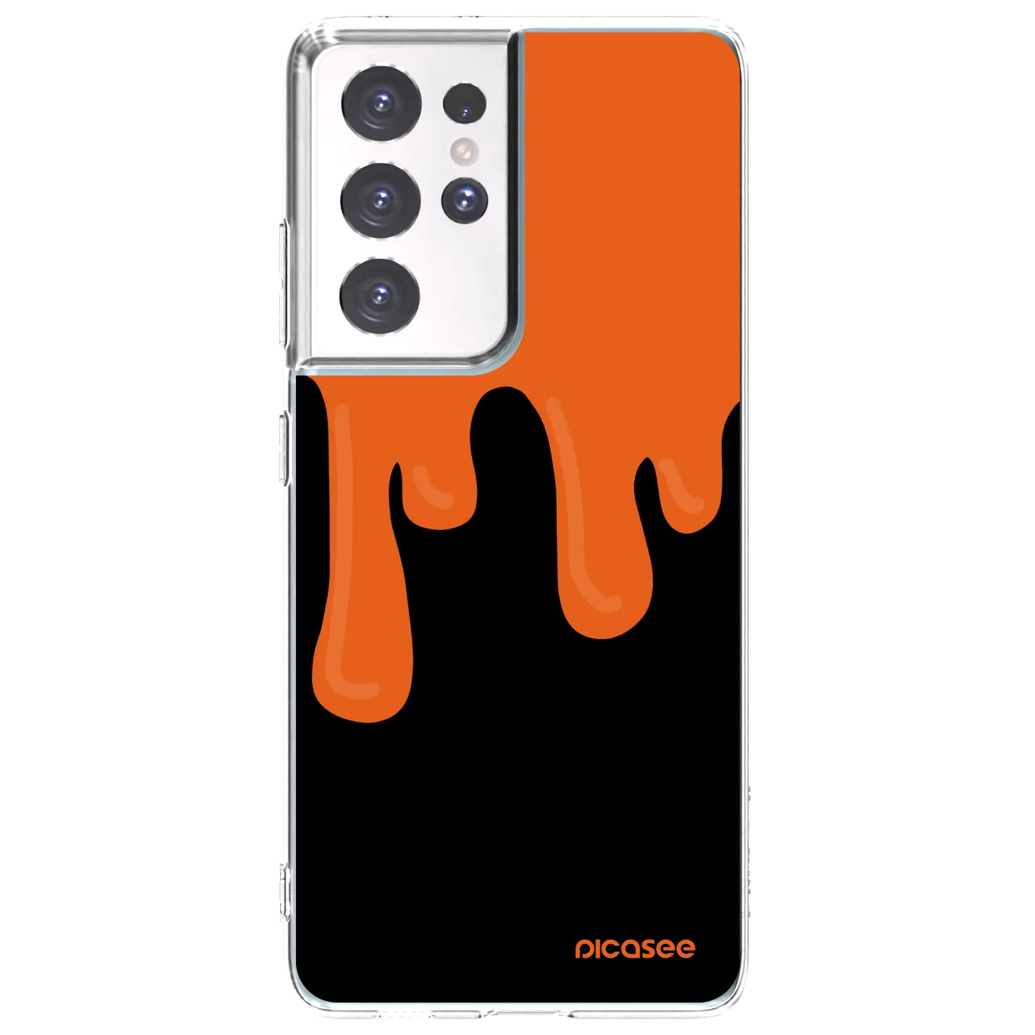 Picasee silikonska prozirna maskica za Samsung Galaxy S21 Ultra 5G G998B - Orange spooky