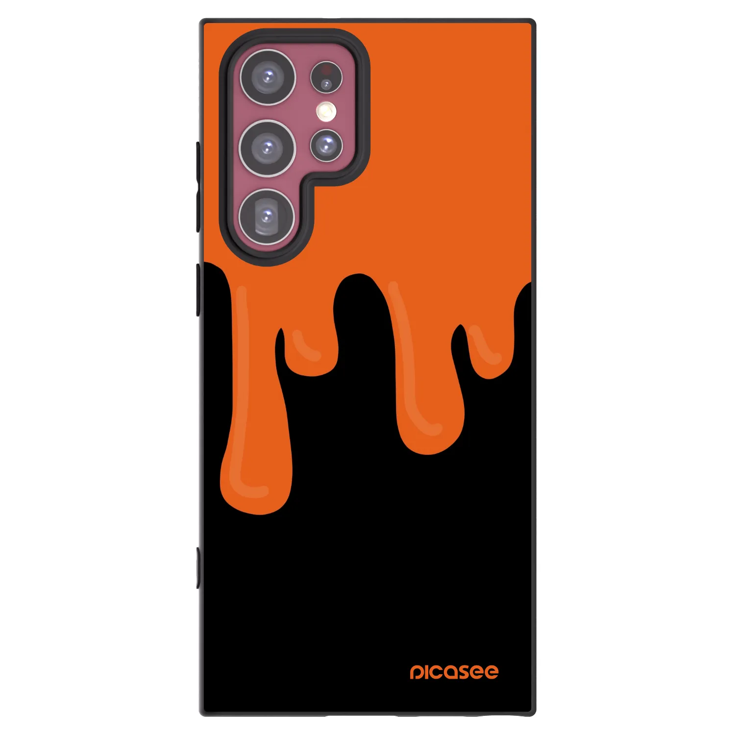 Picasee crna silikonska maskica za Samsung Galaxy S22 Ultra 5G - Orange spooky