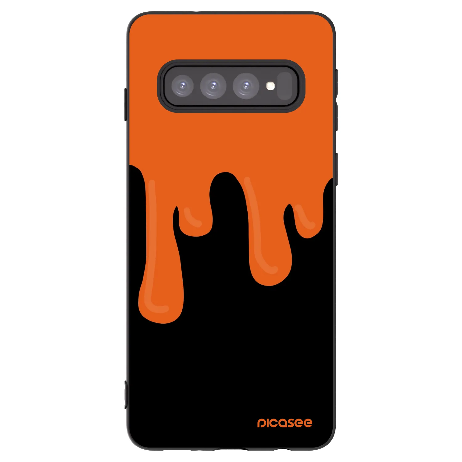 Picasee crna silikonska maskica za Samsung Galaxy S10 G973 - Orange spooky