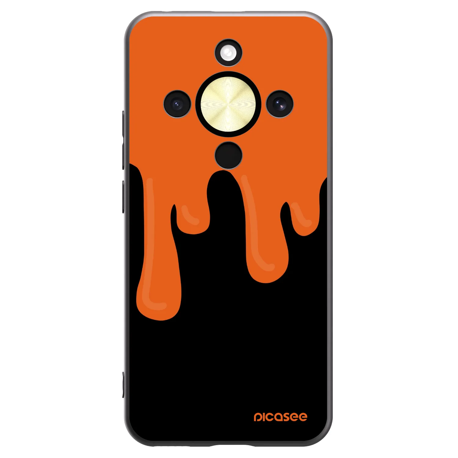 Picasee crna silikonska maskica za Honor Magic8 Lite 5G - Orange spooky