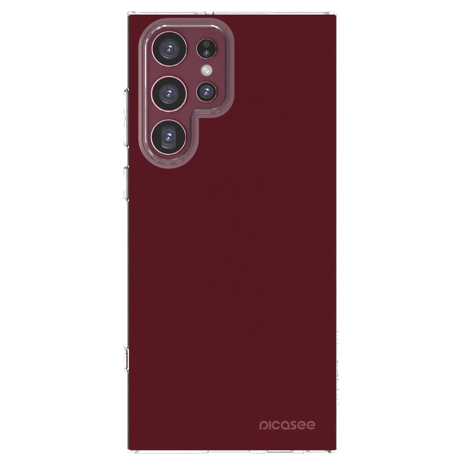 Picasee silikonska prozirna maskica za Samsung Galaxy S22 Ultra 5G - Burgundy red