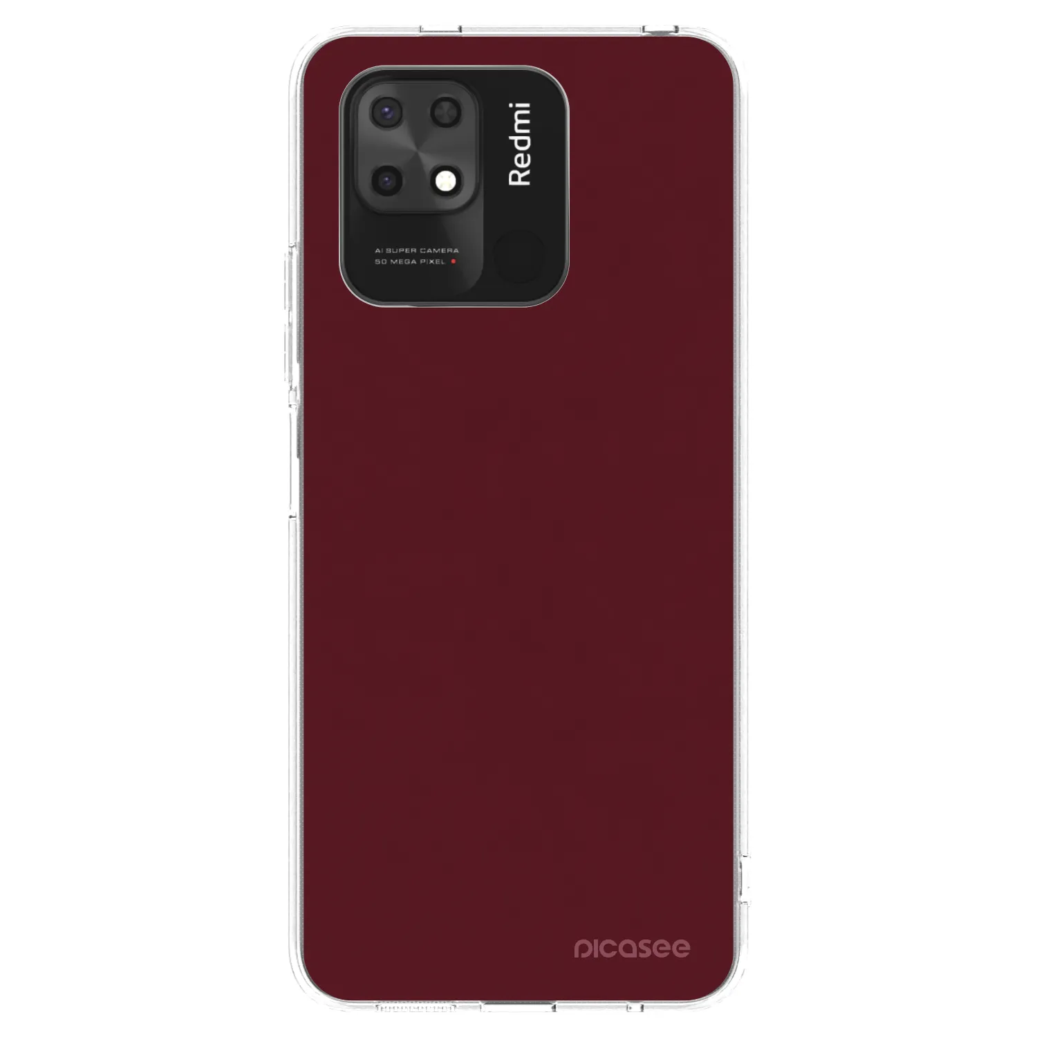 Picasee silikonska prozirna maskica za Xiaomi Redmi 10C - Burgundy red