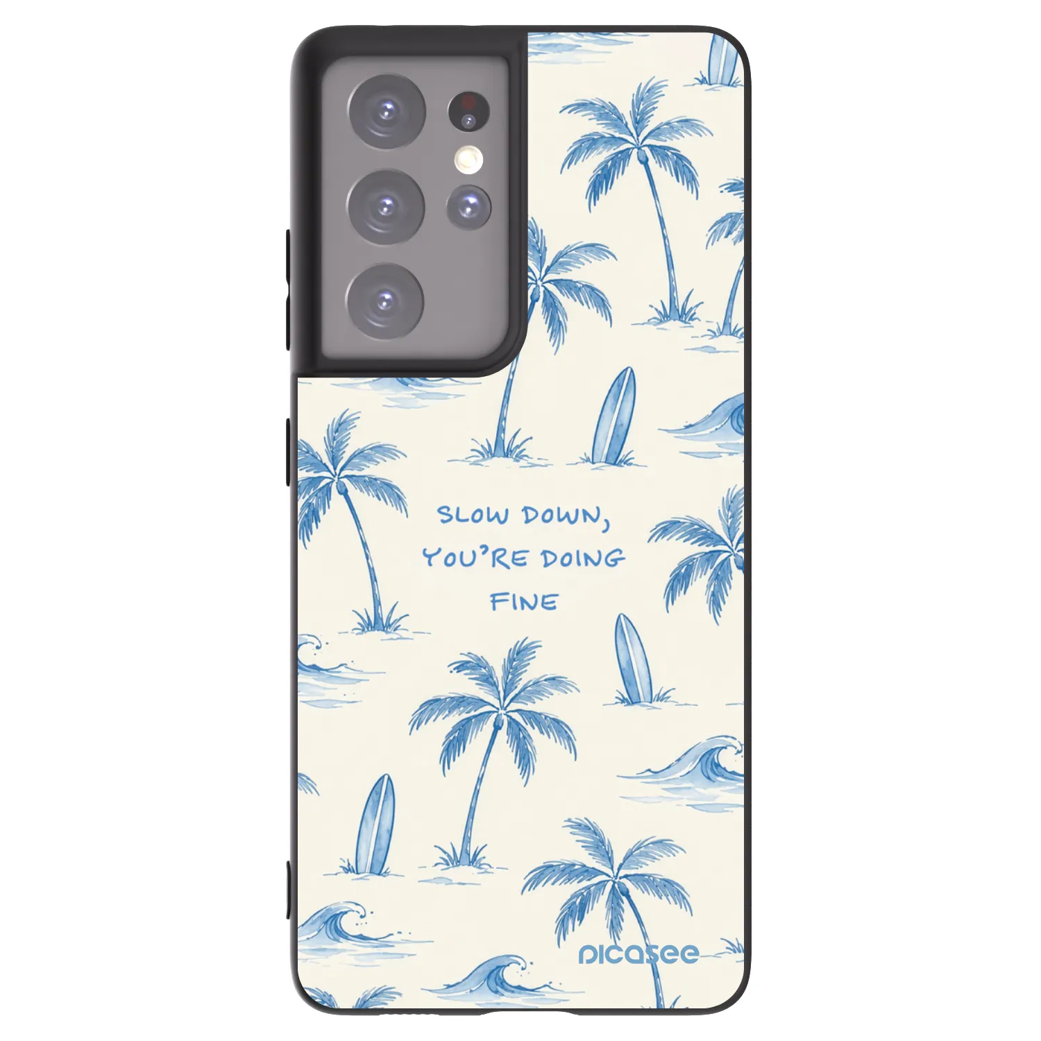 Picasee crna silikonska maskica za Samsung Galaxy S21 Ultra 5G G998B - Slow Tide