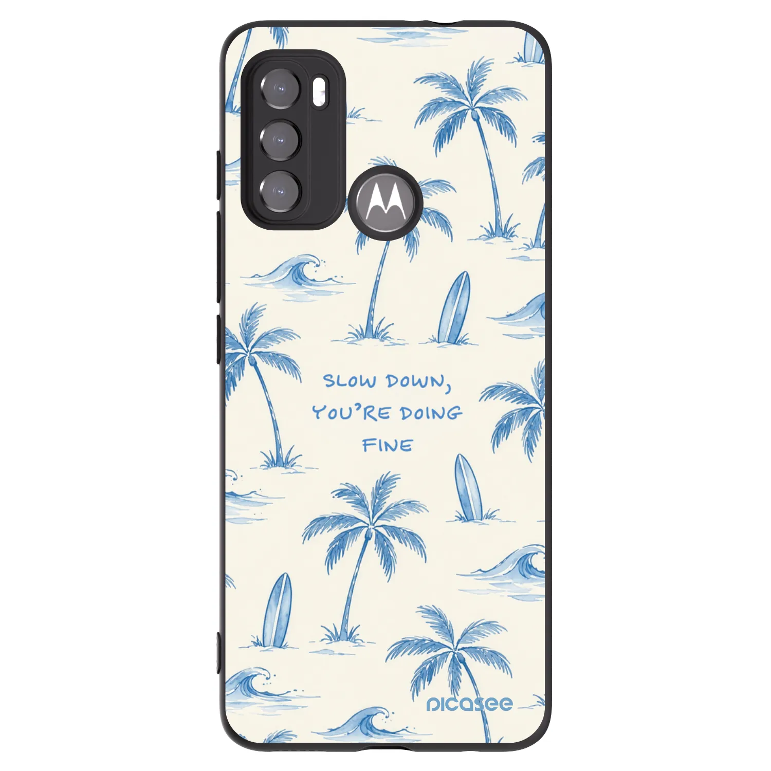Picasee crna silikonska maskica za Motorola Moto G60 - Slow Tide