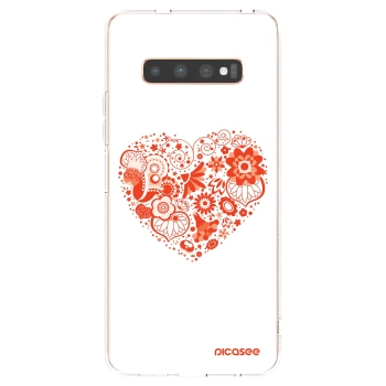 Picasee silikonska prozirna maskica za Samsung Galaxy S10 Plus G975 - Big heart