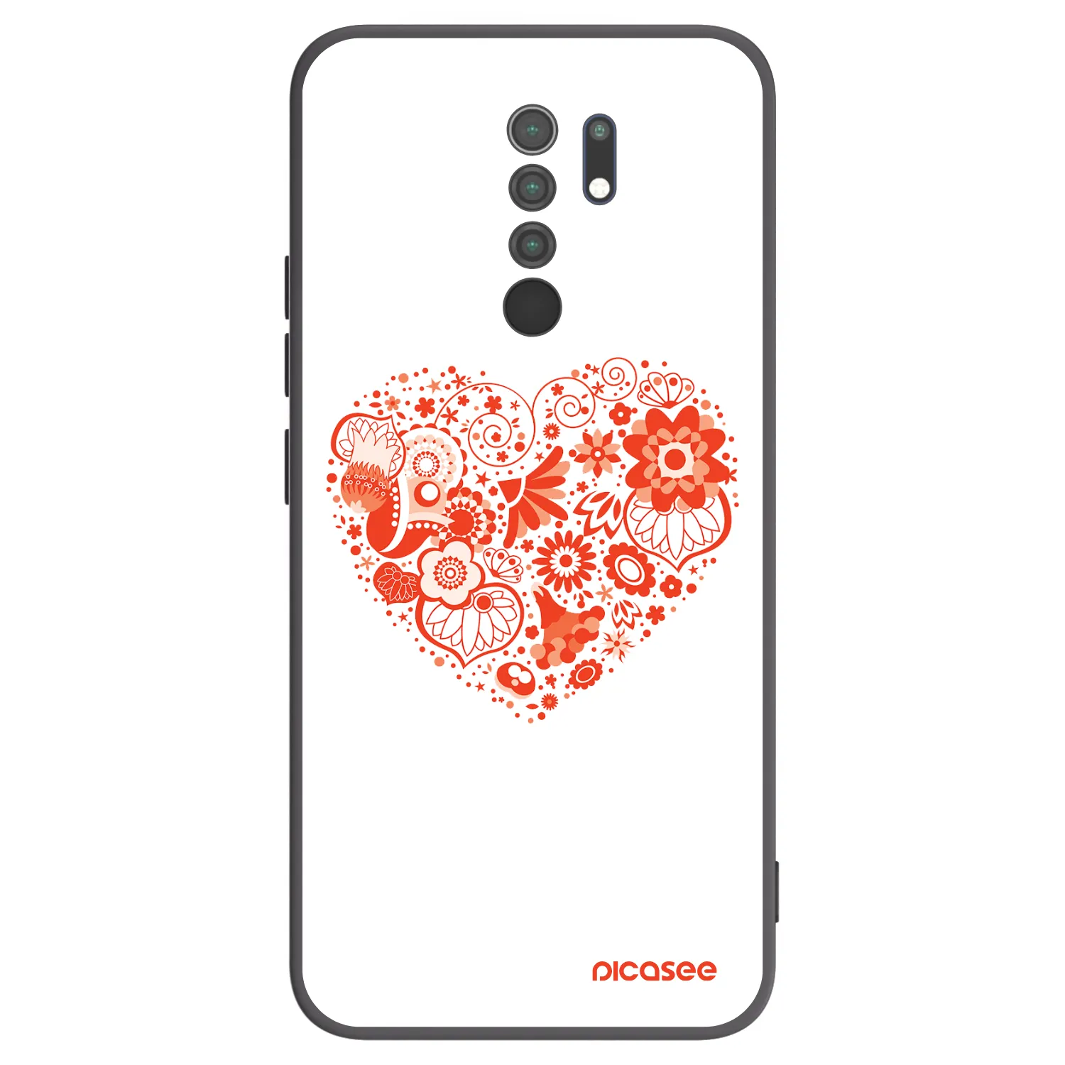 Picasee crna silikonska maskica za Xiaomi Redmi 9 - Big heart