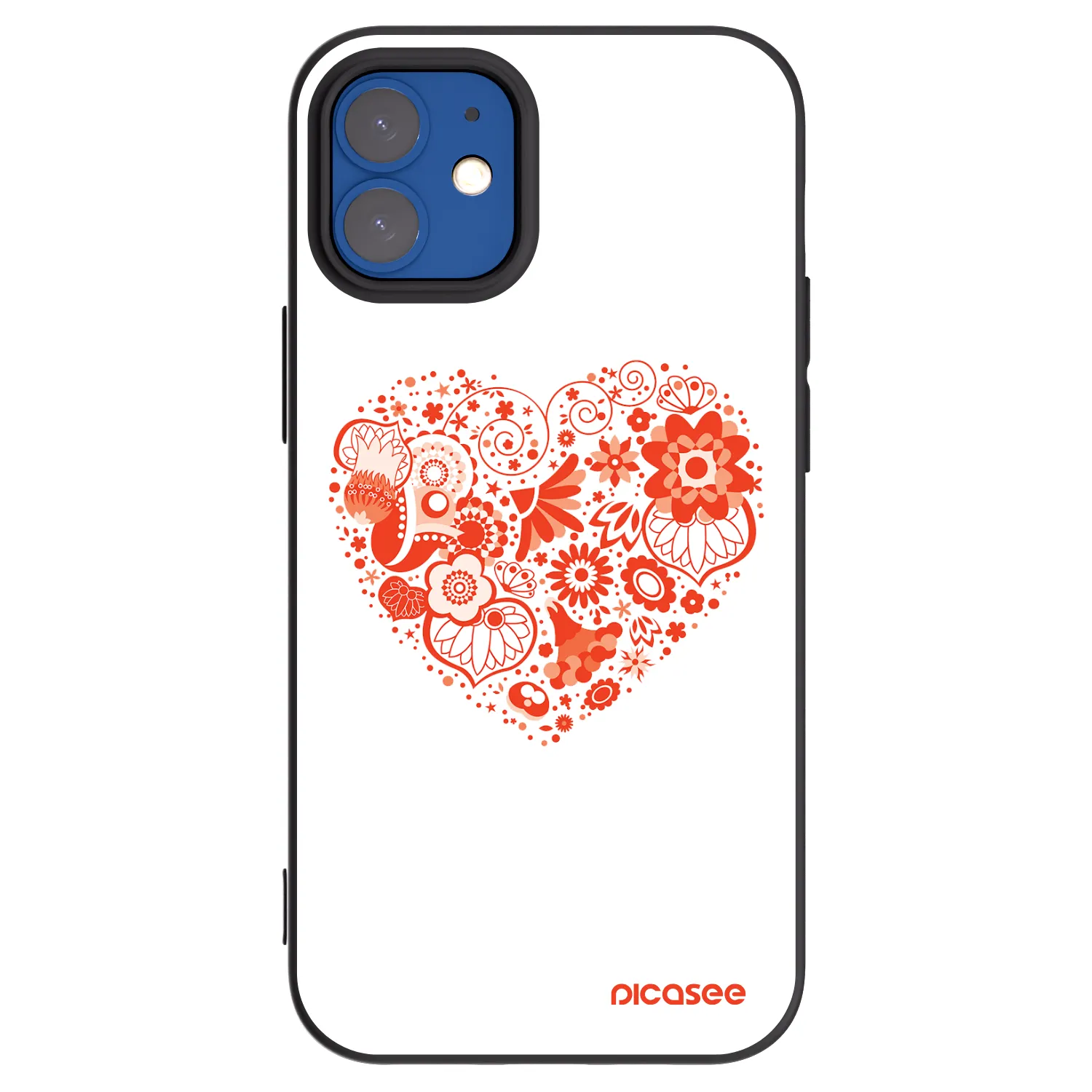 Picasee crna silikonska maskica za Apple iPhone 12 mini - Big heart