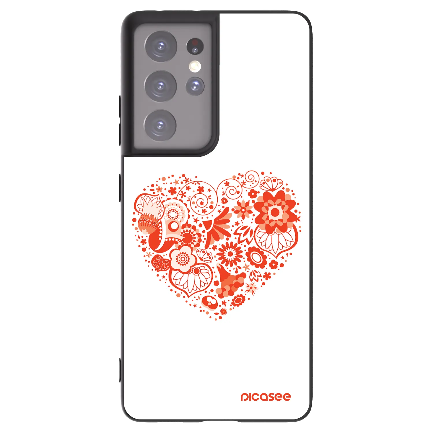 Picasee crna silikonska maskica za Samsung Galaxy S21 Ultra 5G G998B - Big heart