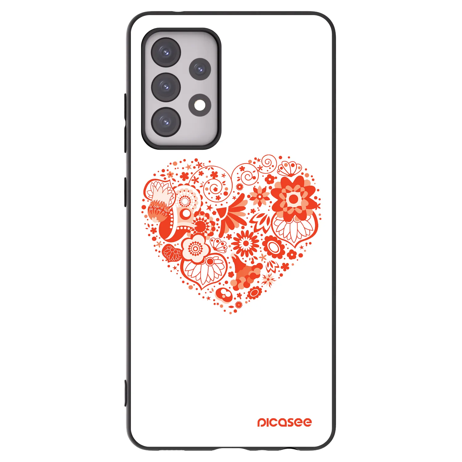 Picasee crna silikonska maskica za Samsung Galaxy A52 5G A525F - Big heart