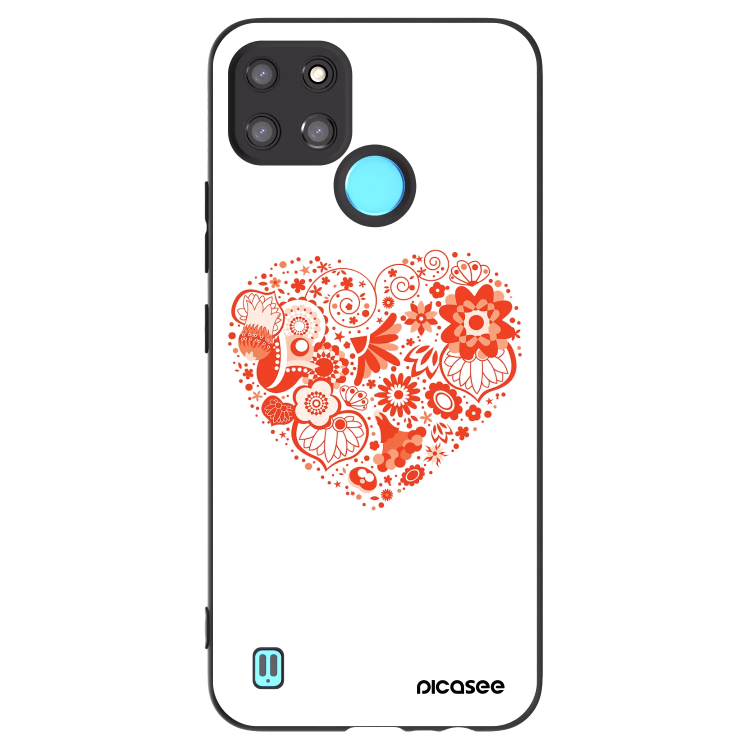 Picasee crna silikonska maskica za Realme C21Y - Big heart