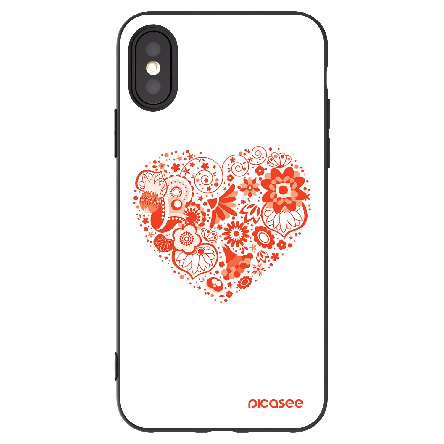 Picasee crna silikonska maskica za Apple iPhone X/XS - Big heart