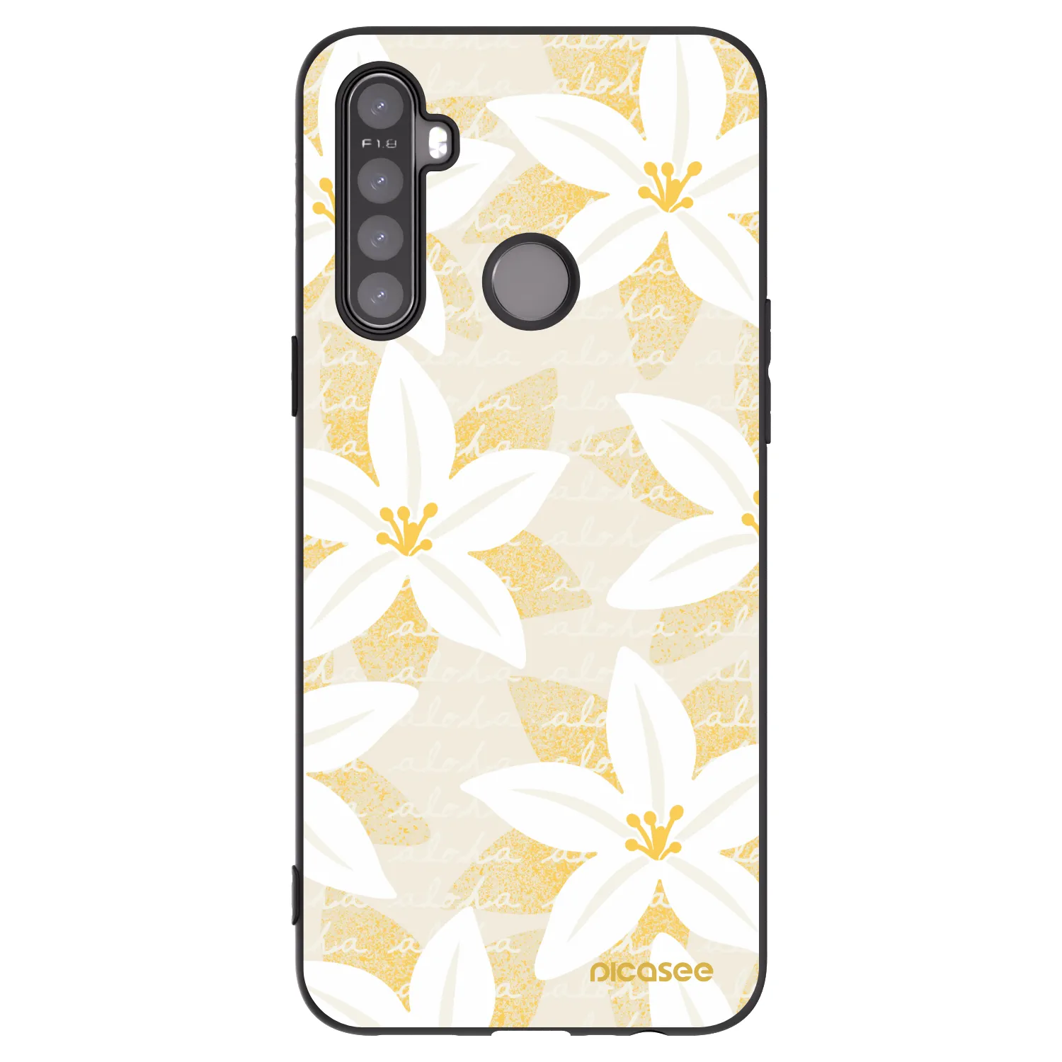 Picasee crna silikonska maskica za Realme 5 - Island Leave