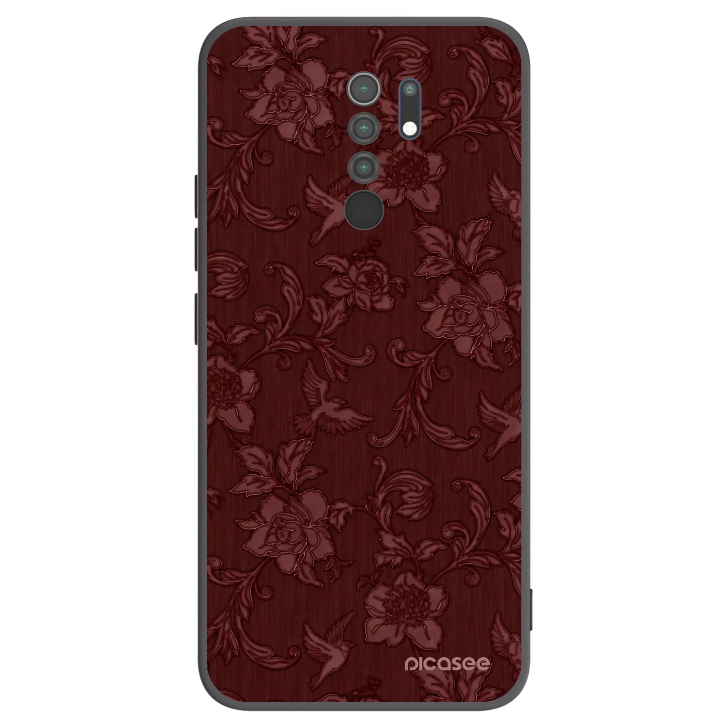 Picasee crna silikonska maskica za Xiaomi Redmi 9 - Red Elegance