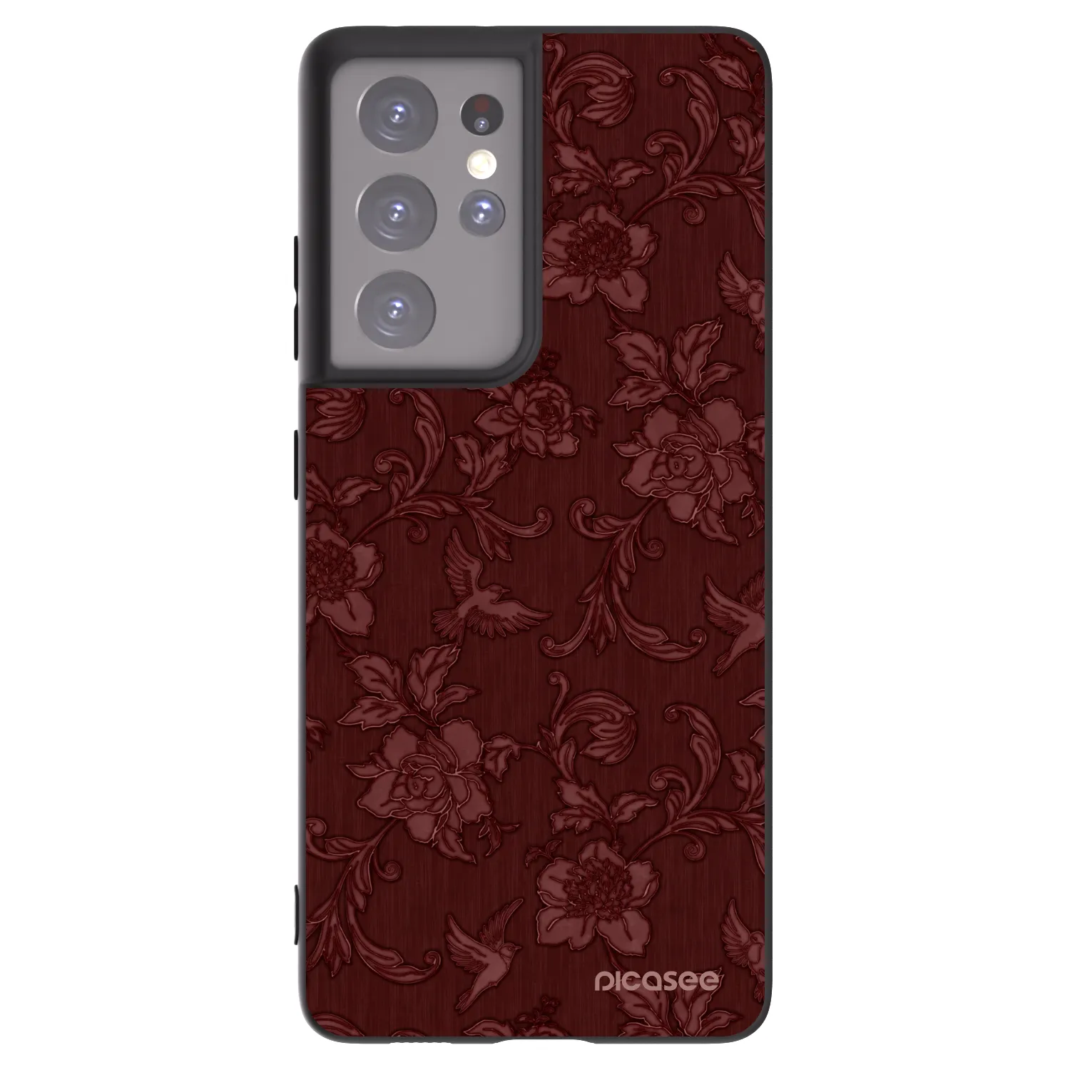 Picasee crna silikonska maskica za Samsung Galaxy S21 Ultra 5G G998B - Red Elegance