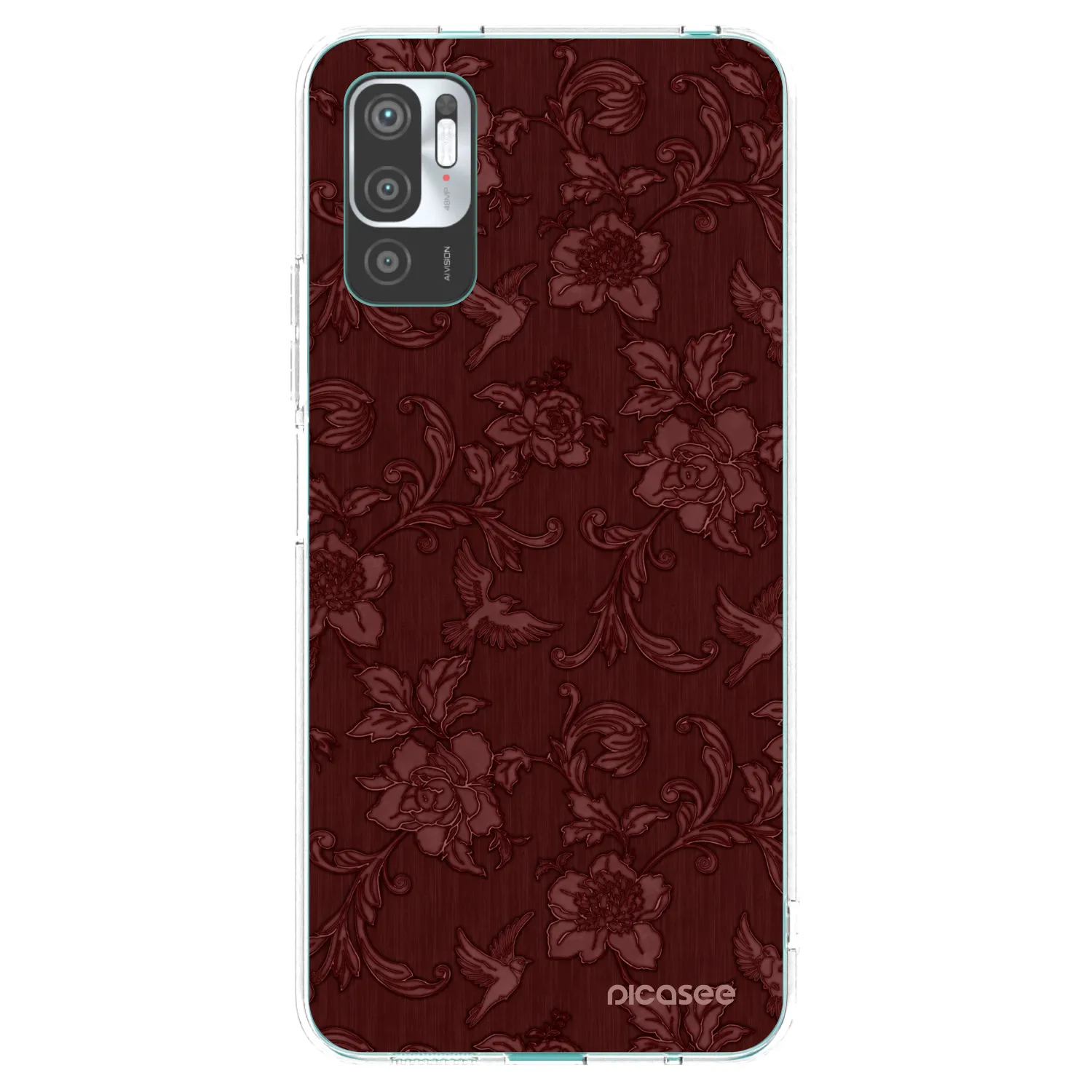 Picasee silikonska prozirna maskica za Xiaomi Redmi Note 10 5G - Red Elegance