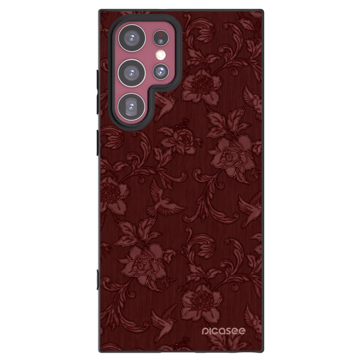 Picasee crna silikonska maskica za Samsung Galaxy S22 Ultra 5G - Red Elegance