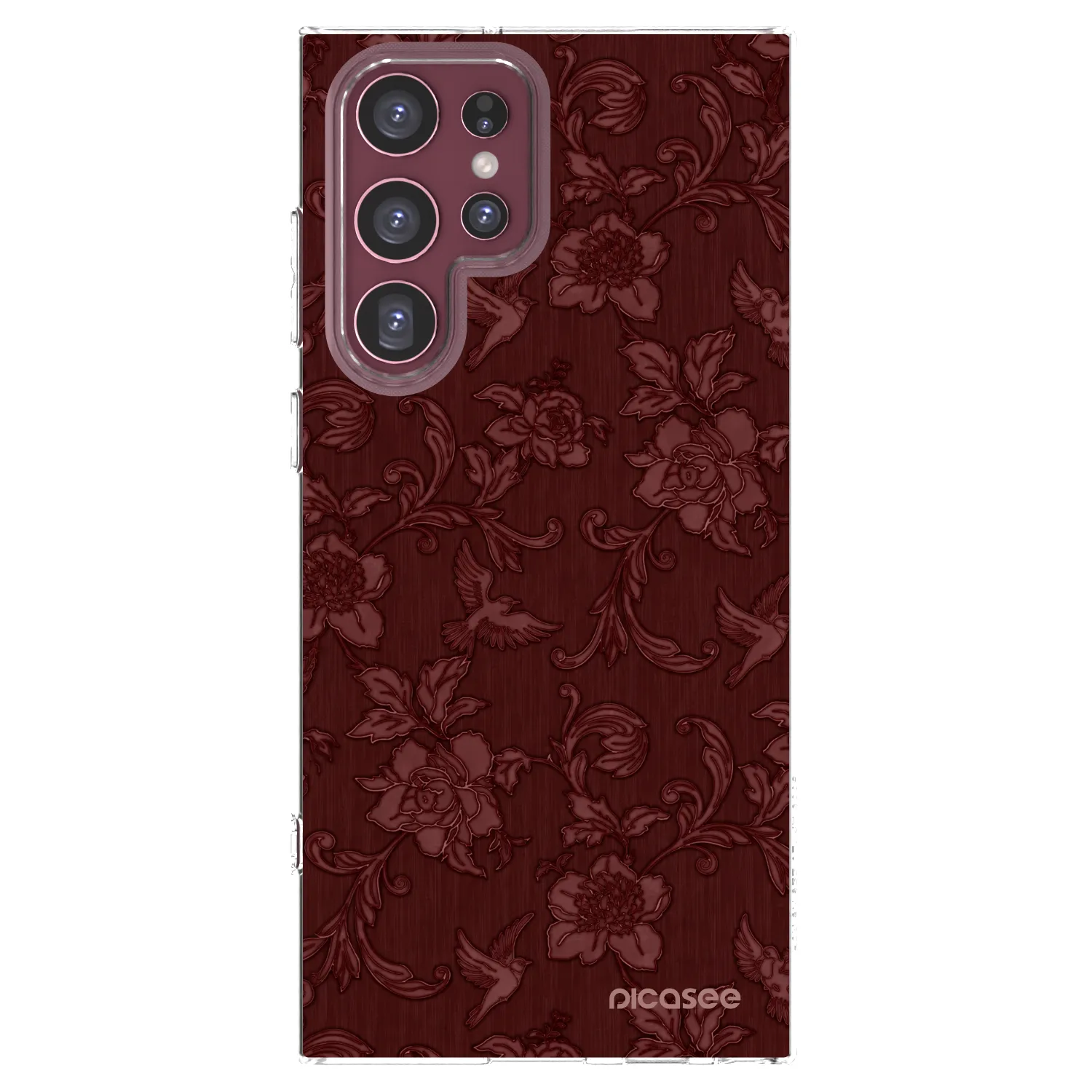 Picasee silikonska prozirna maskica za Samsung Galaxy S22 Ultra 5G - Red Elegance