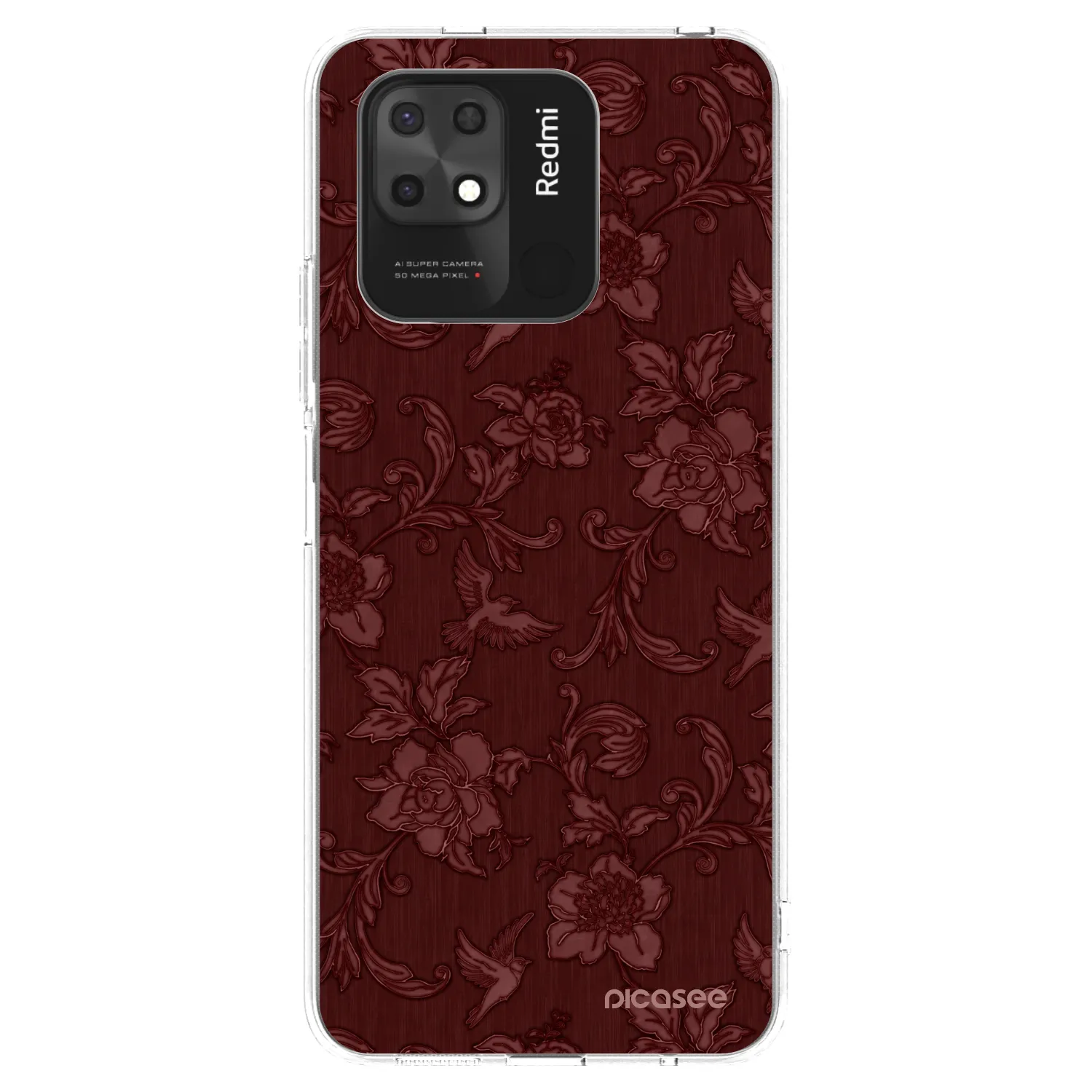 Picasee silikonska prozirna maskica za Xiaomi Redmi 10C - Red Elegance