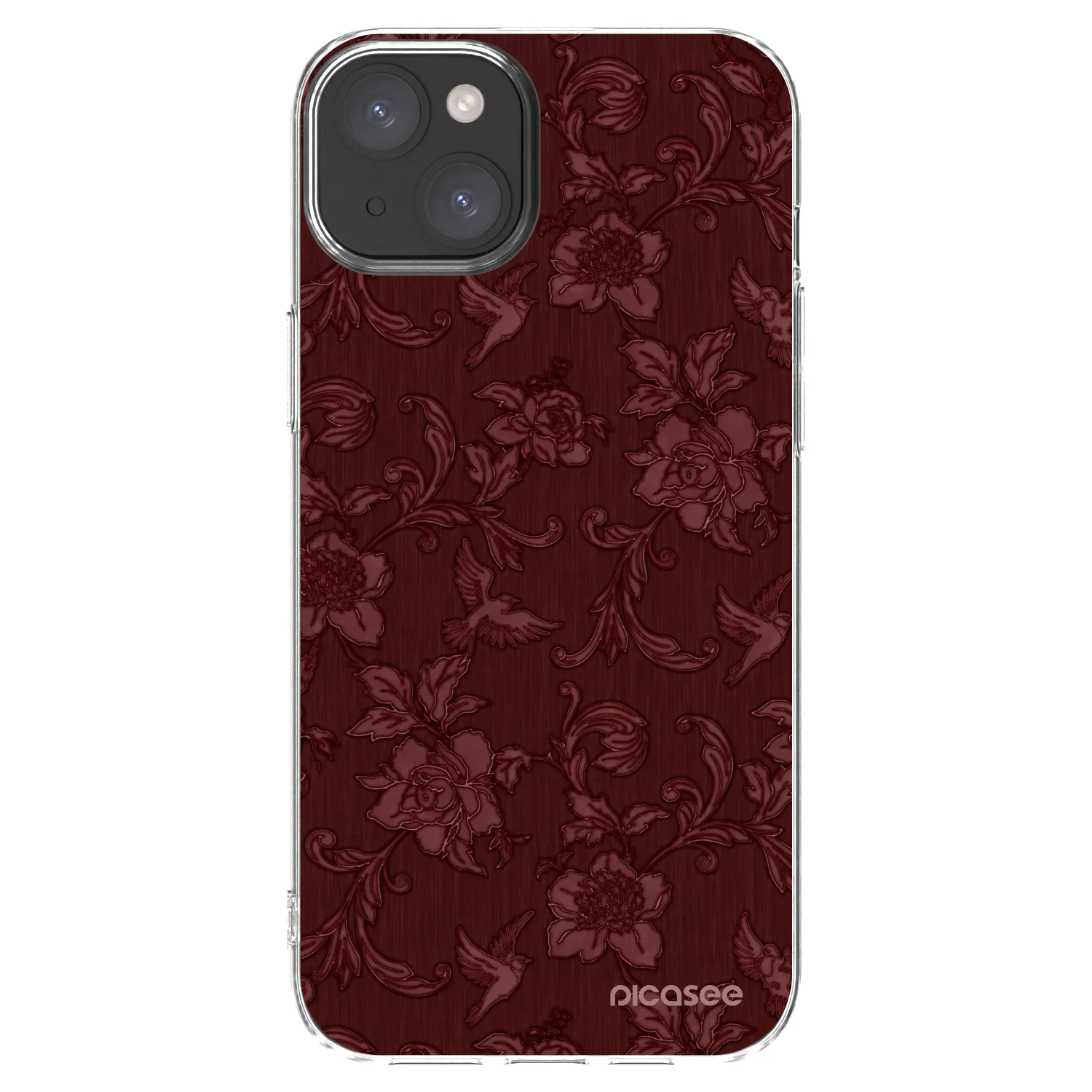 Picasee silikonska prozirna maskica za Apple iPhone 15 Plus - Red Elegance