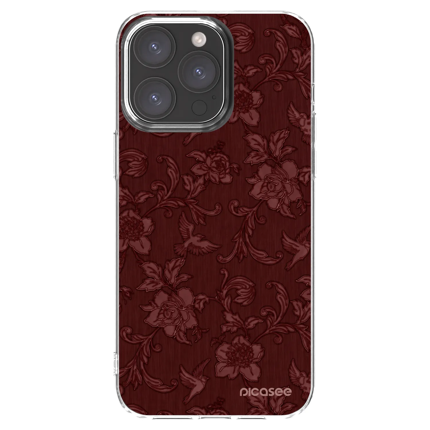 Picasee silikonska prozirna maskica za Apple iPhone 15 Pro Max - Red Elegance